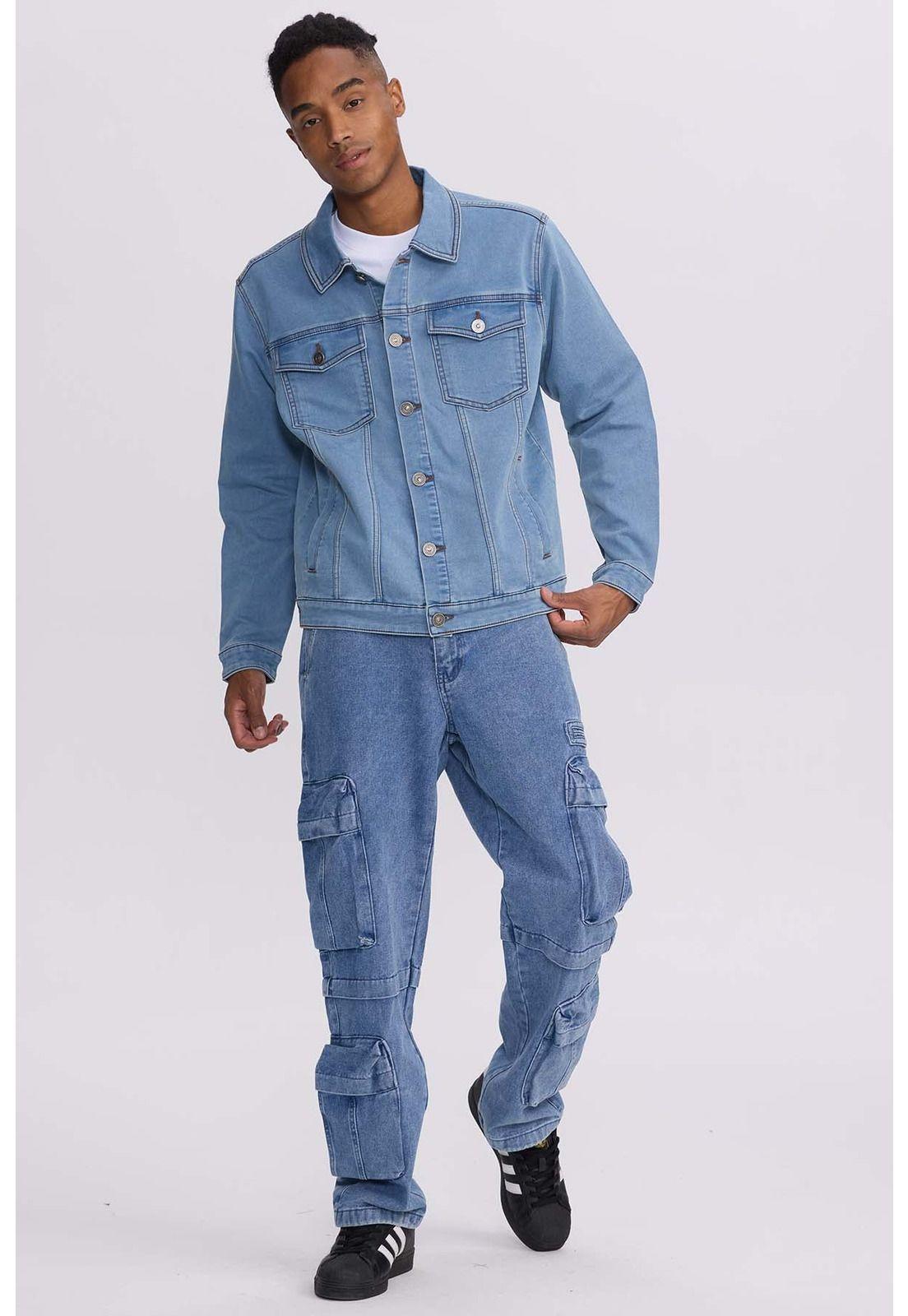 Chaqueta Hombre Denim Clásico Azul Retro-3