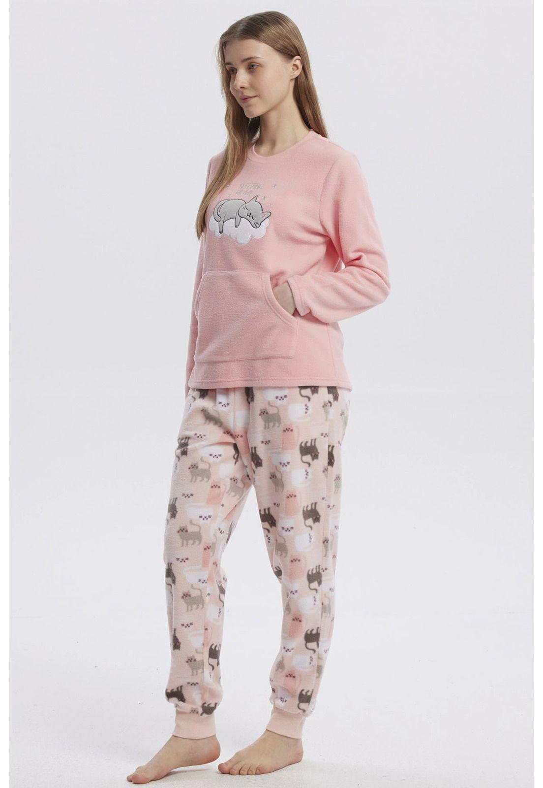 Pijama Mujer Pijama Polera Y Pantalón Rosado - ll-3