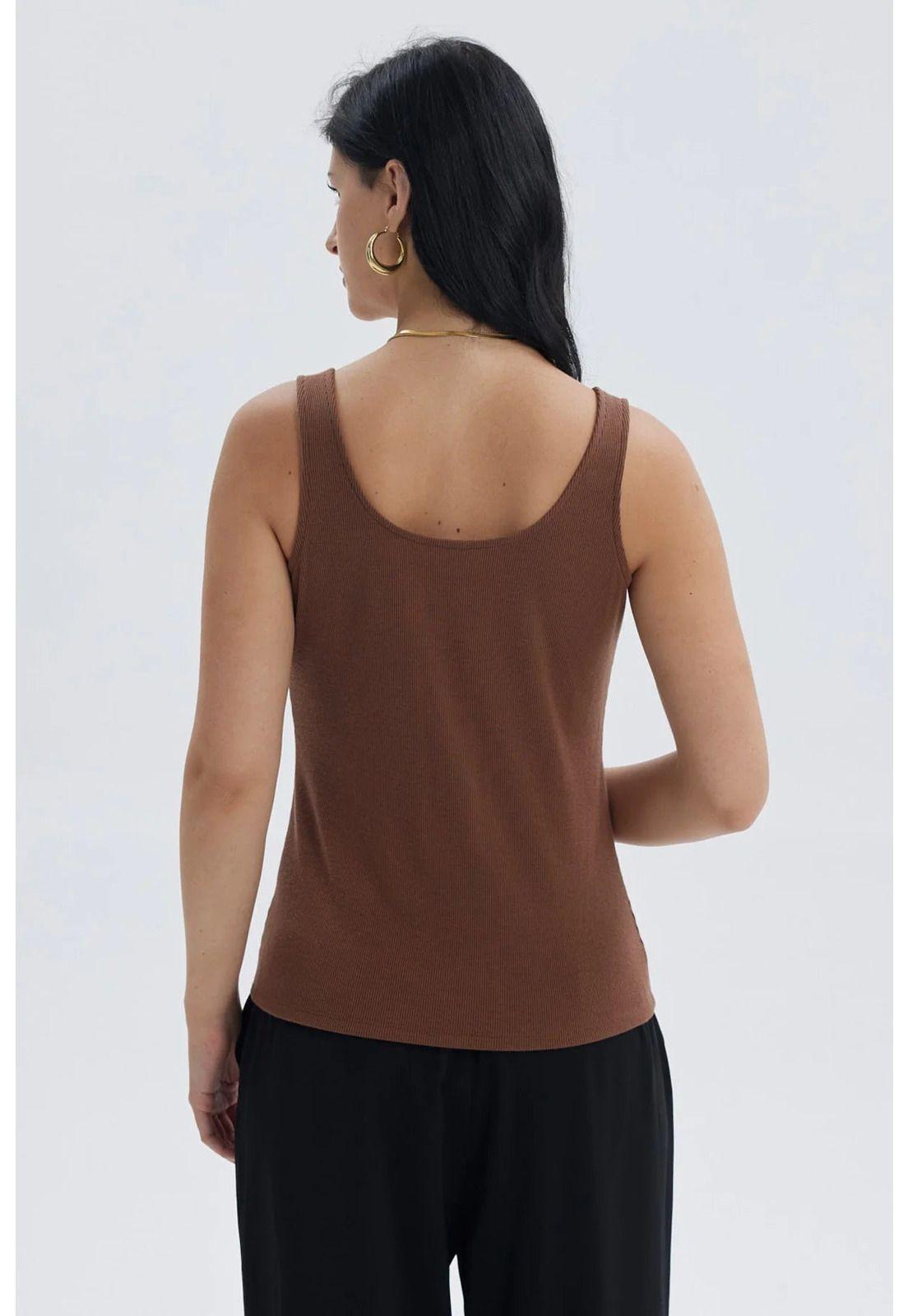 Polera Mujer Rib Hebilla Café Oscuro-2