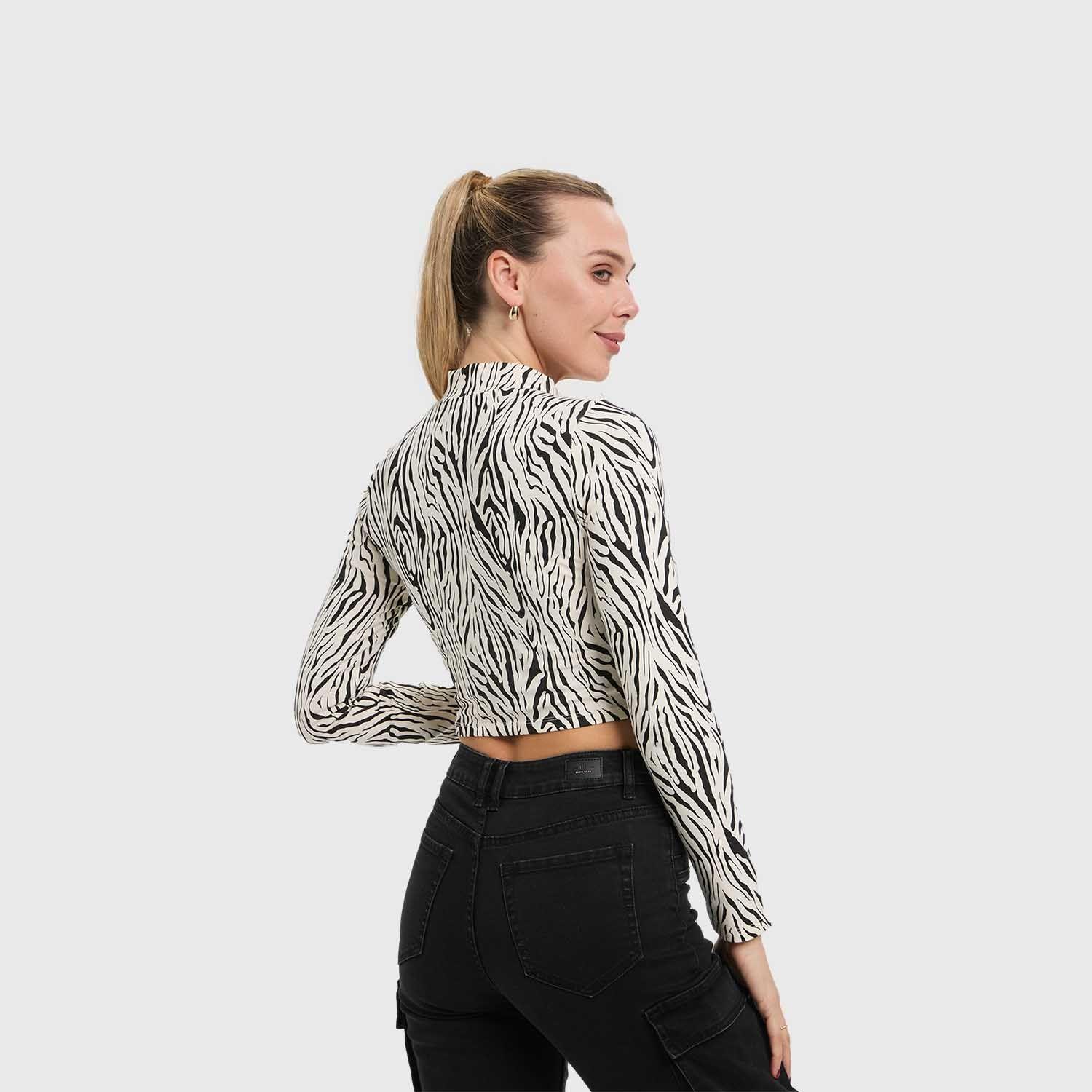 Polera Mujer Lisa Print Blanco / Negro Fashion's Park-2