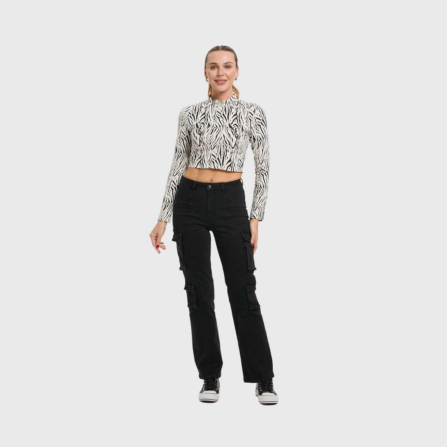 Polera Mujer Lisa Print Blanco / Negro Fashion's Park-3