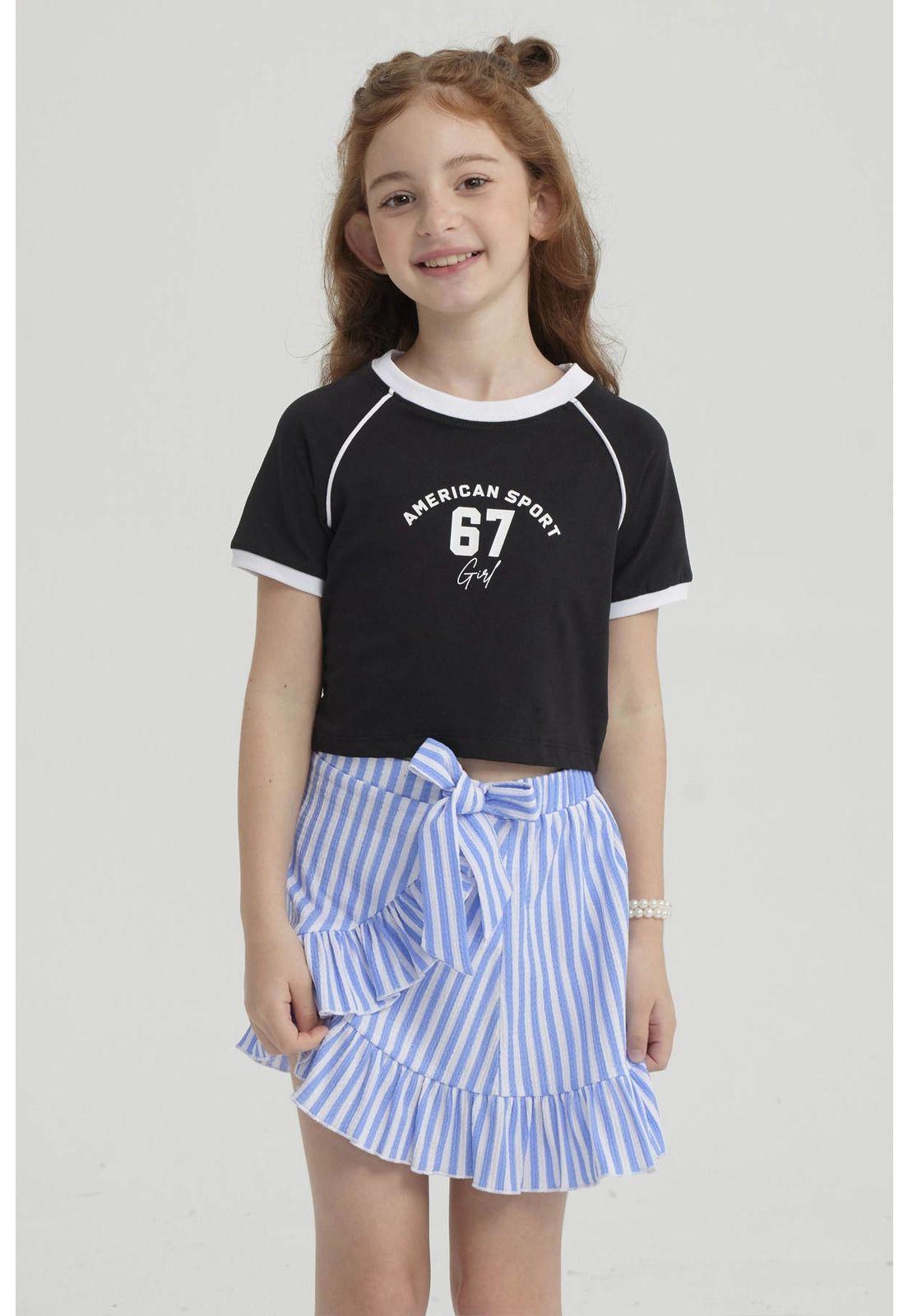 Polera Niña Rib Contraste Negro-0