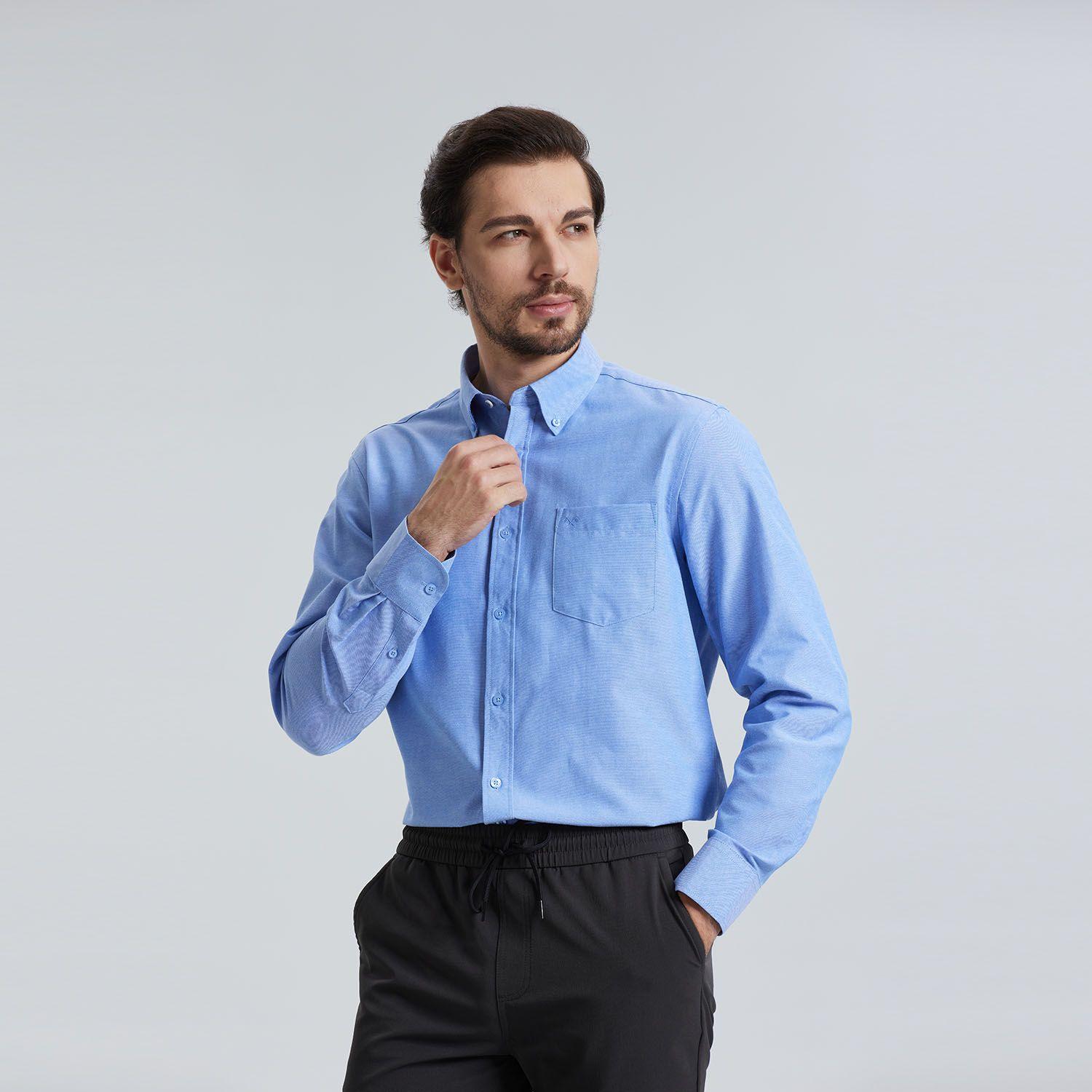 Camisa Oxford Azul Hombre-0