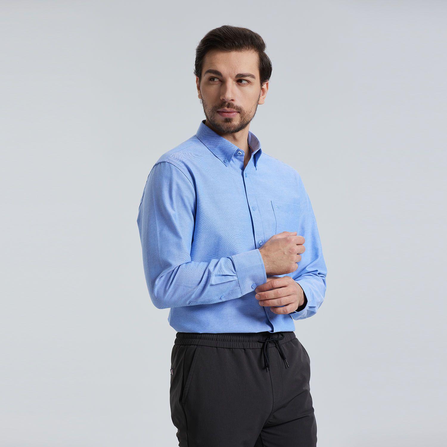 Camisa Oxford Azul Hombre-1