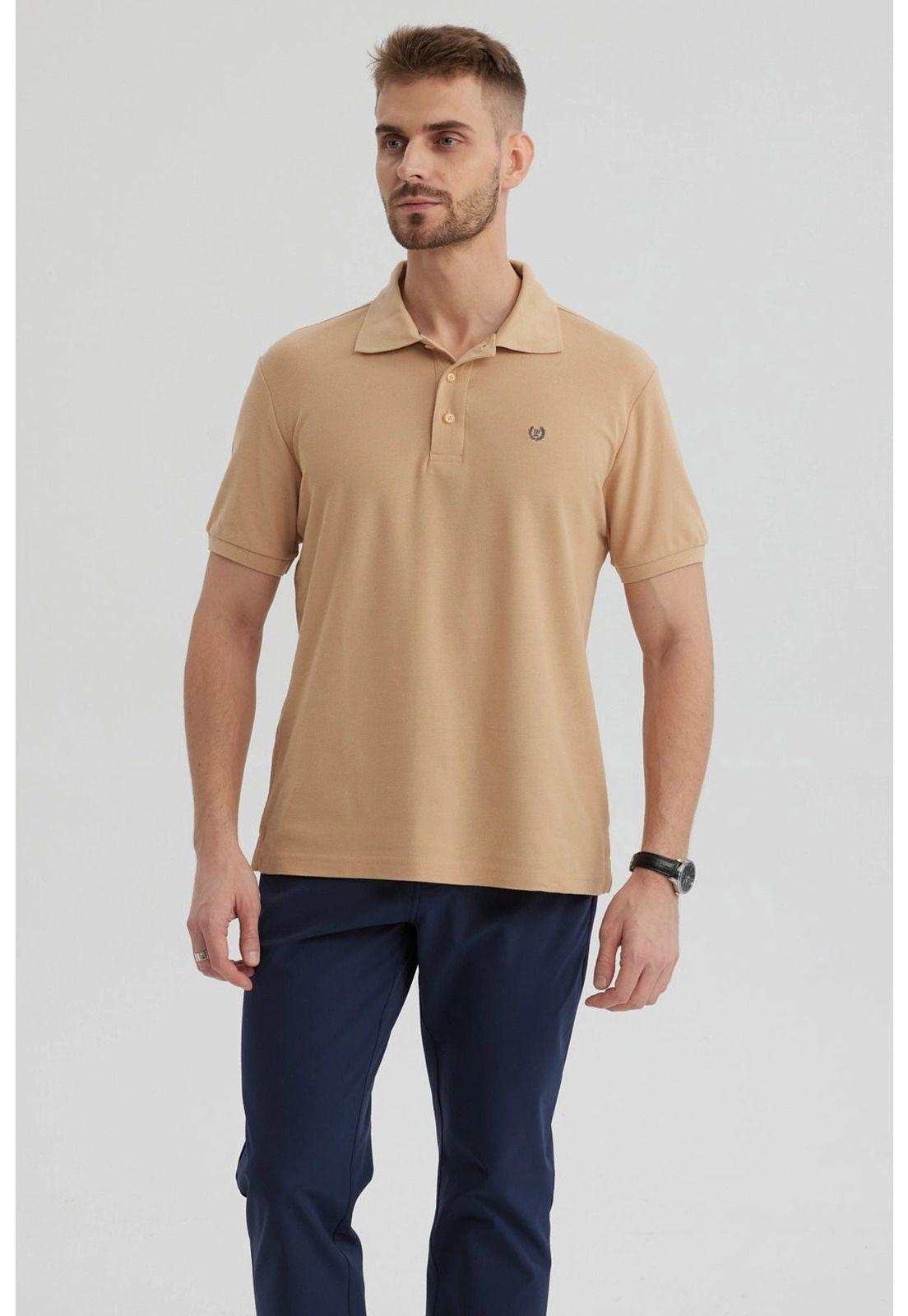 Polera Hombre Pique Básica Lisa Kaki - lV-0