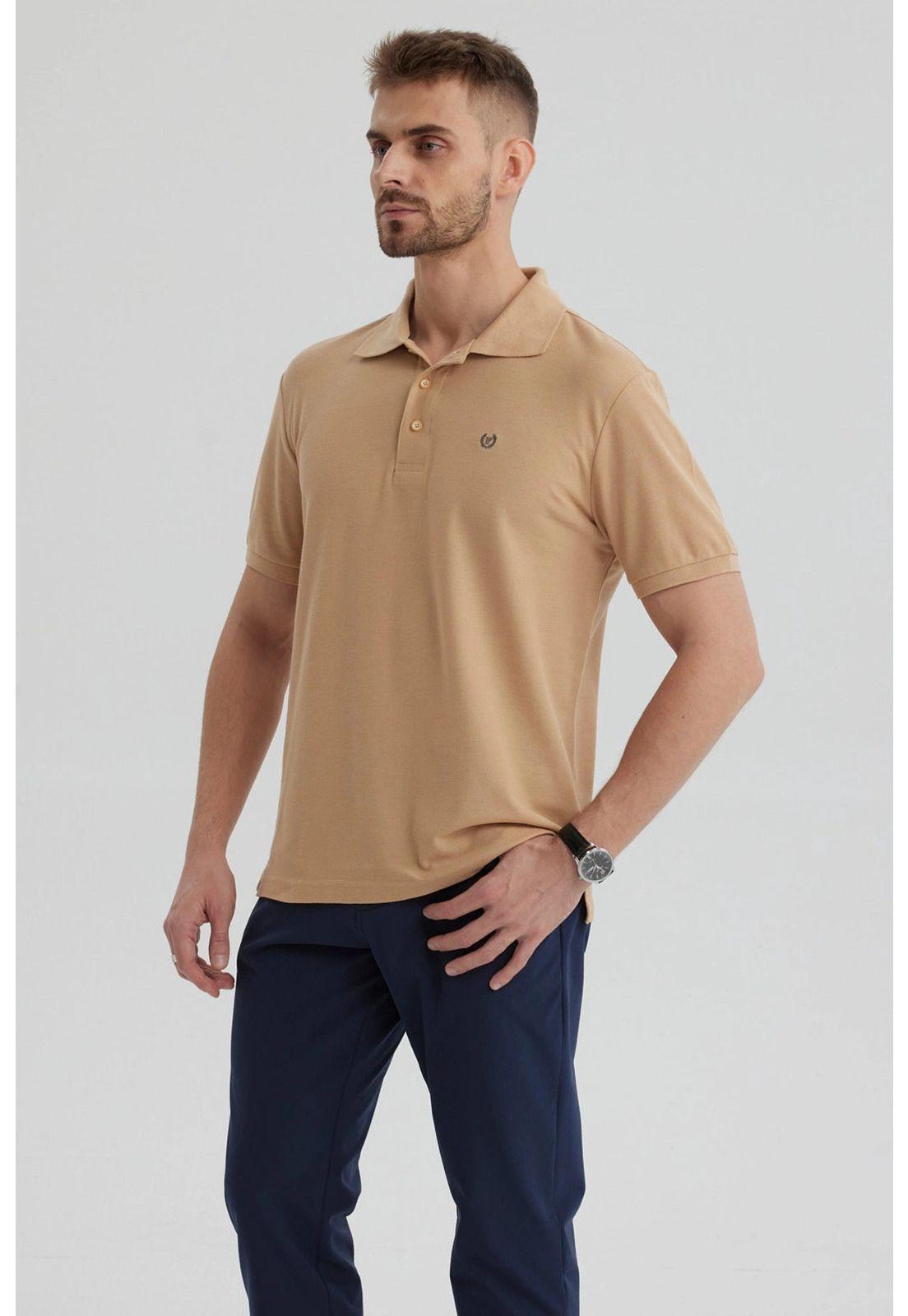 Polera Hombre Pique Básica Lisa Kaki - lV-1