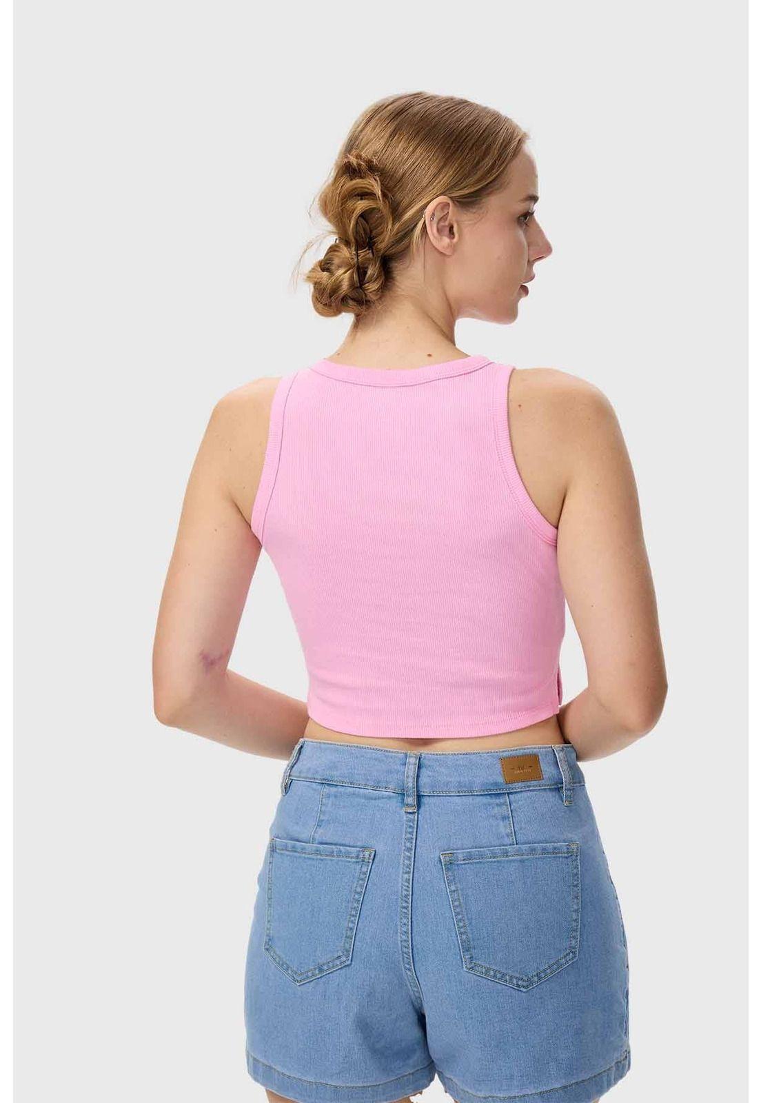 Polera Mujer Crop Rosado-2