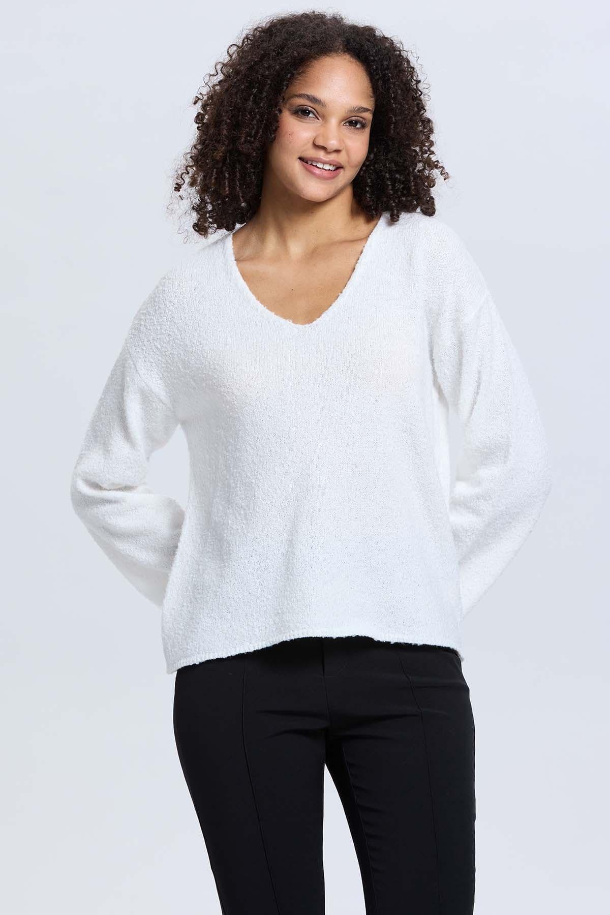 Sweater Mujer Manga Ancha Crudo-0