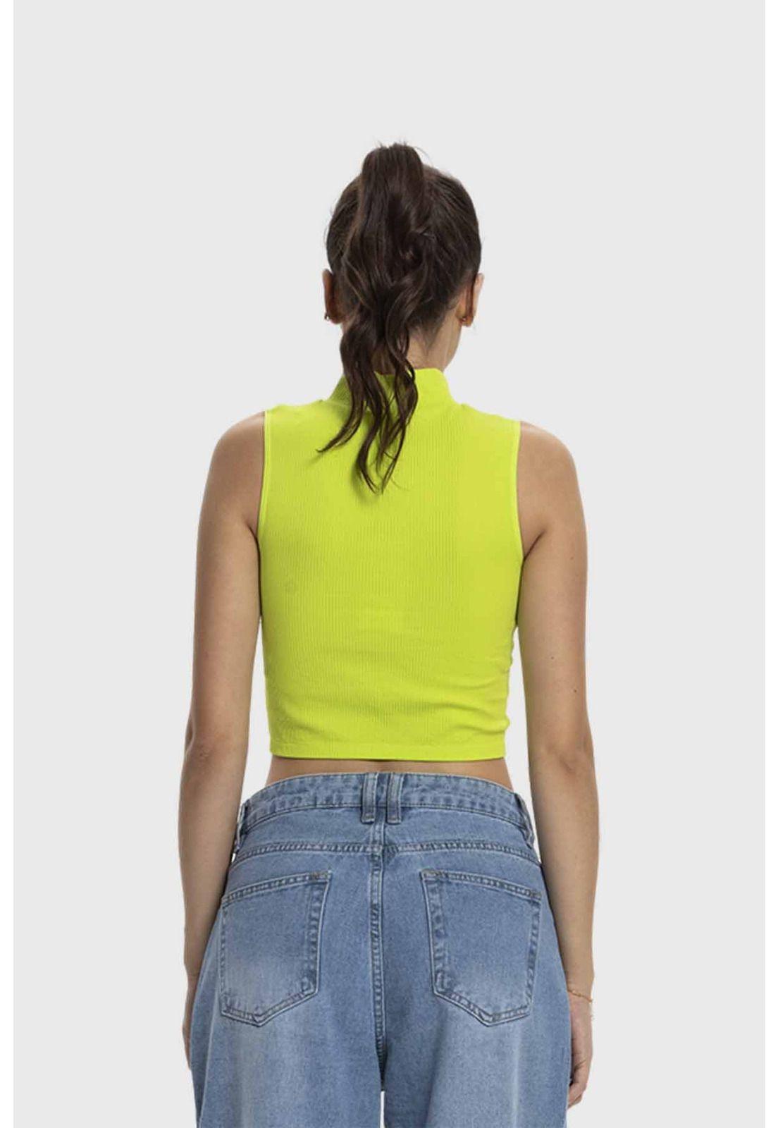 Polera Mujer Estilo Peto Verde Flúor-2