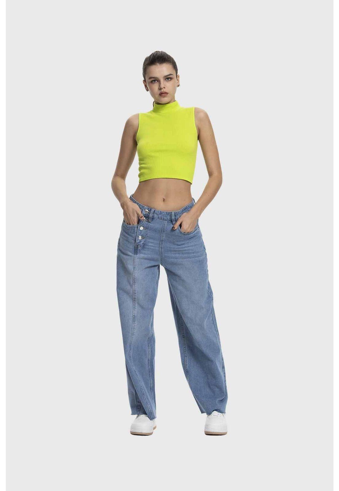 Polera Mujer Estilo Peto Verde Flúor-3