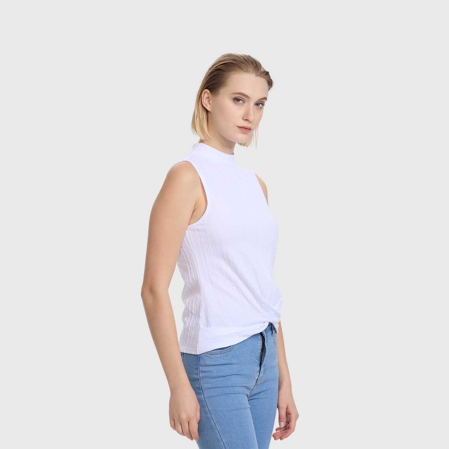 Polera Mujer Texturizada Nudo Blanco Fashion's Park-1