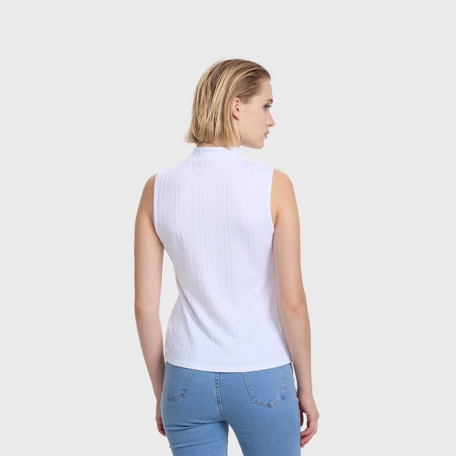 Polera Mujer Texturizada Nudo Blanco Fashion's Park-2