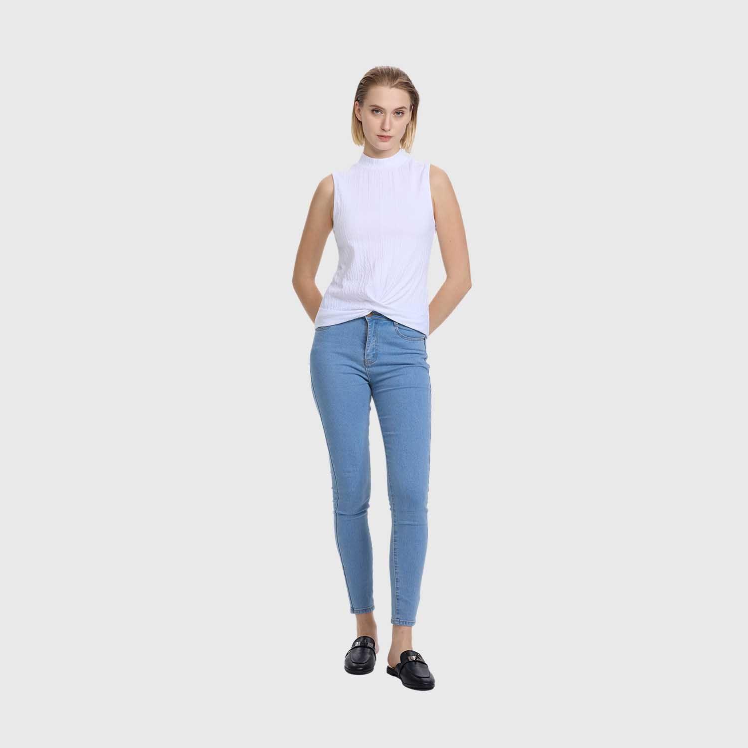 Polera Mujer Texturizada Nudo Blanco Fashion's Park-3