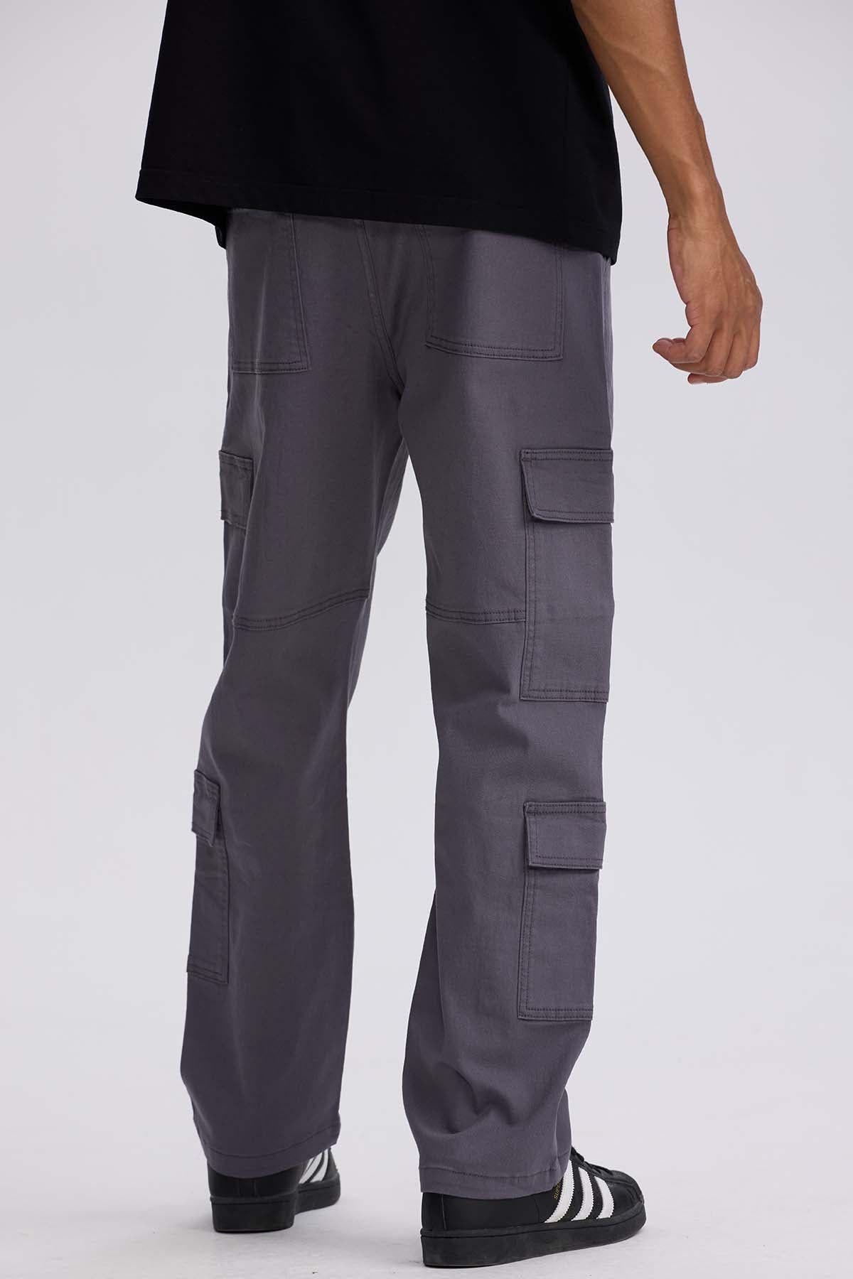 Jeans Hombre Doble Cargo Color Gris Claro-2