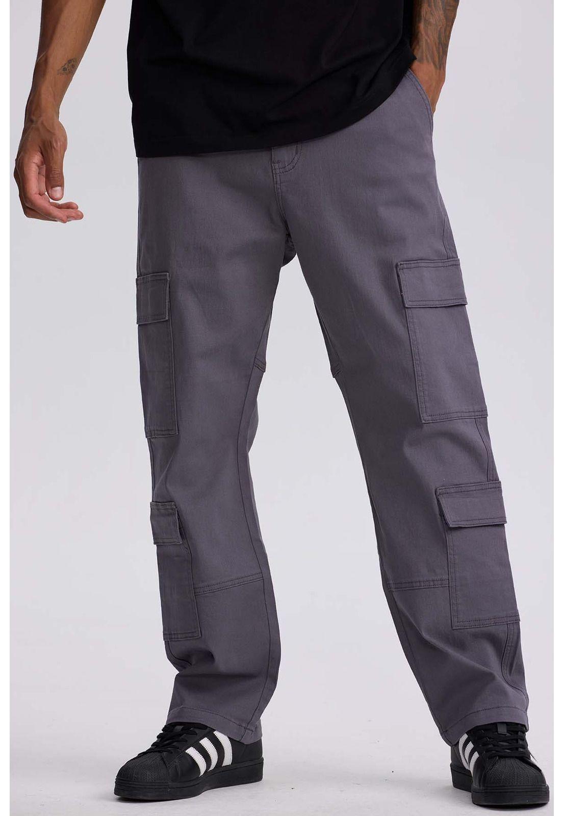 Jeans Hombre Doble Cargo Color Gris Claro-0