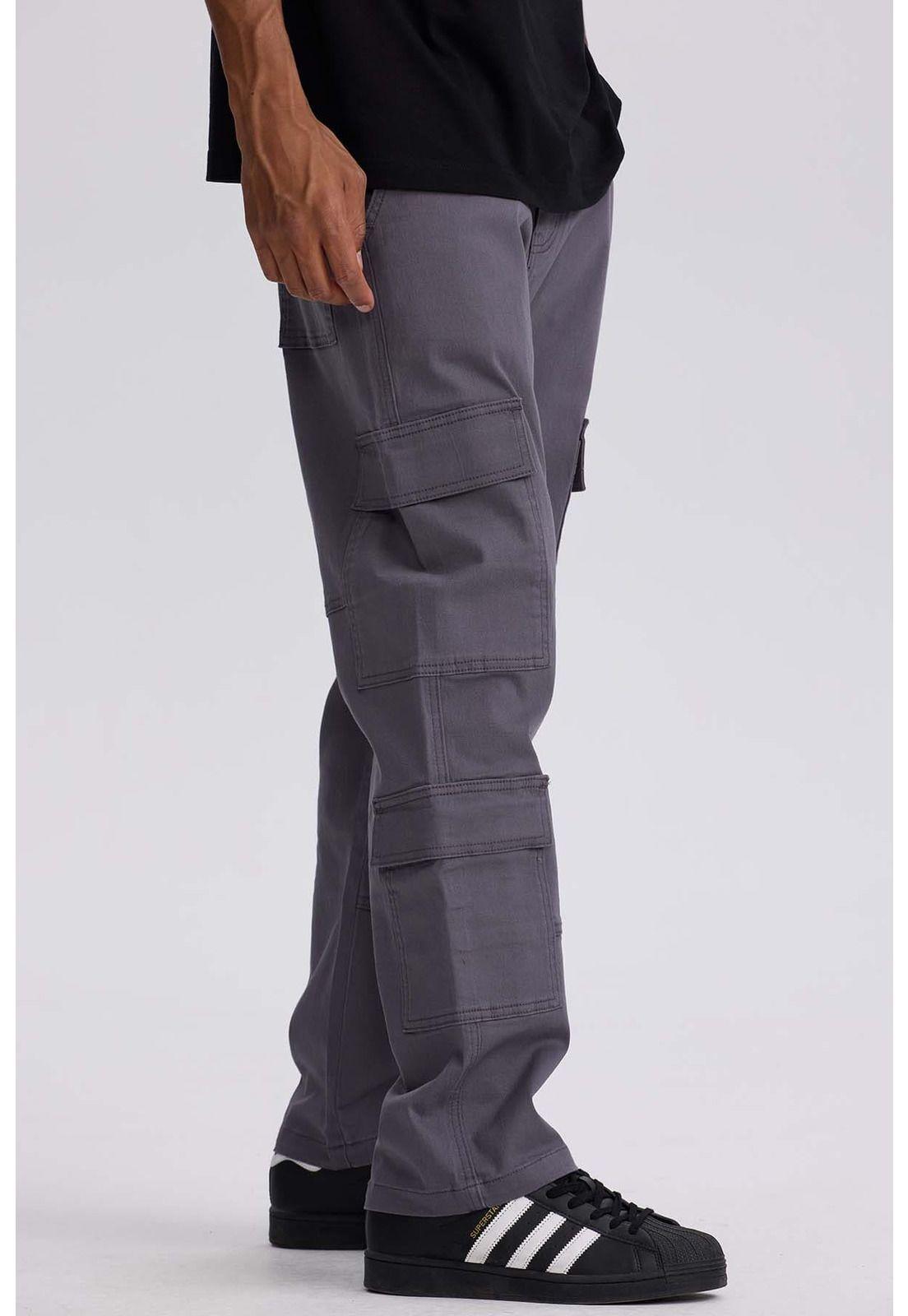 Jeans Hombre Doble Cargo Color Gris Claro-1