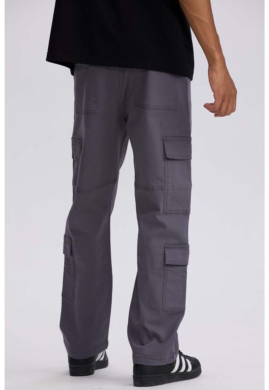 Jeans Hombre Doble Cargo Color Gris Claro-2