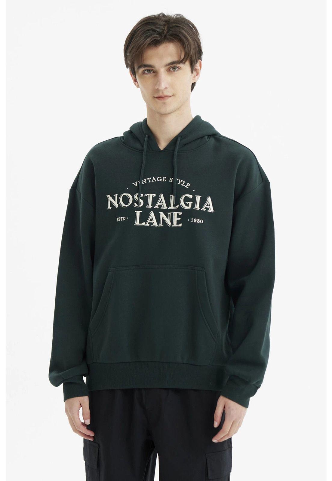 Polerón Hombre Hoodie Print Frontal Verde-0