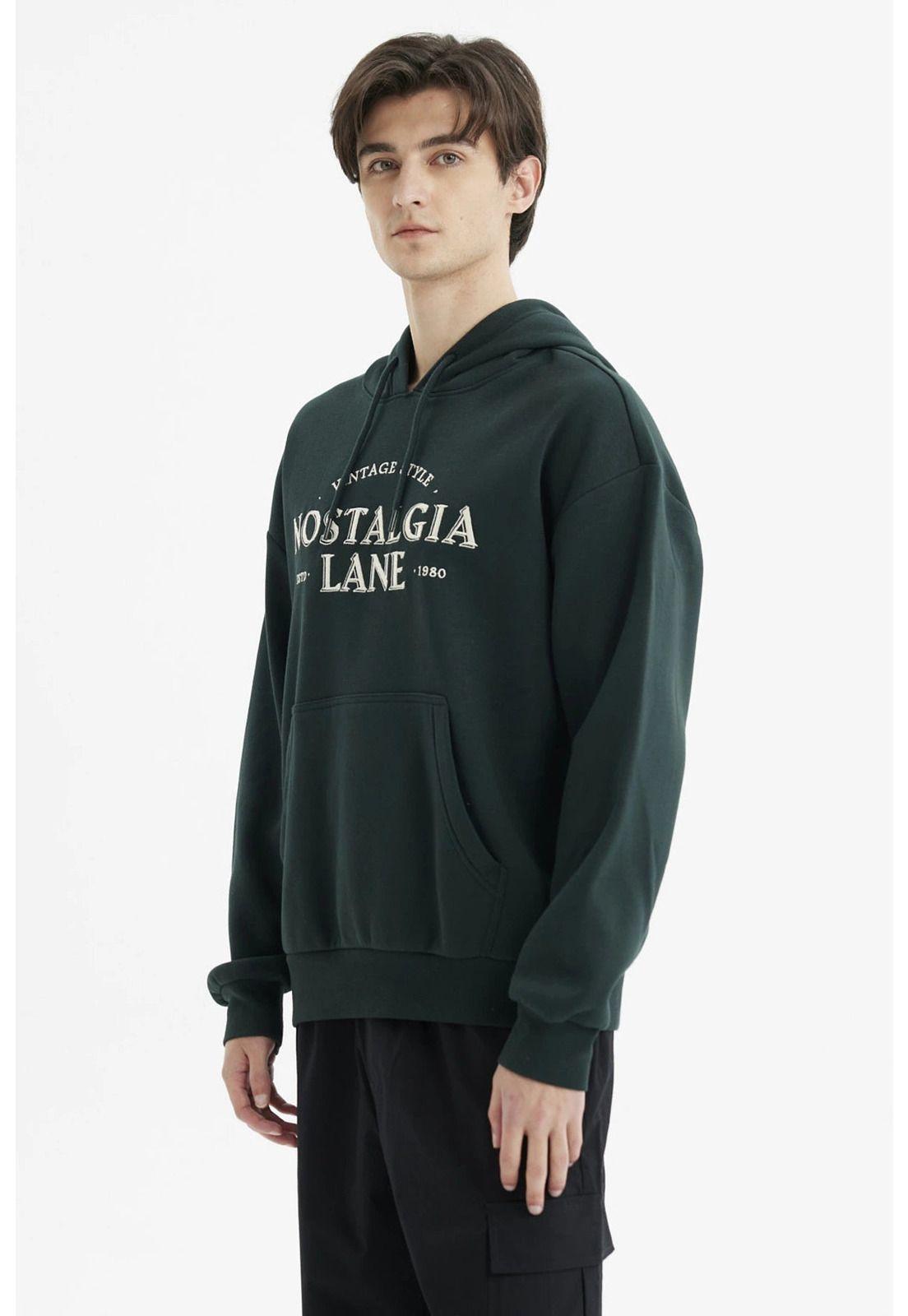 Polerón Hombre Hoodie Print Frontal Verde-1