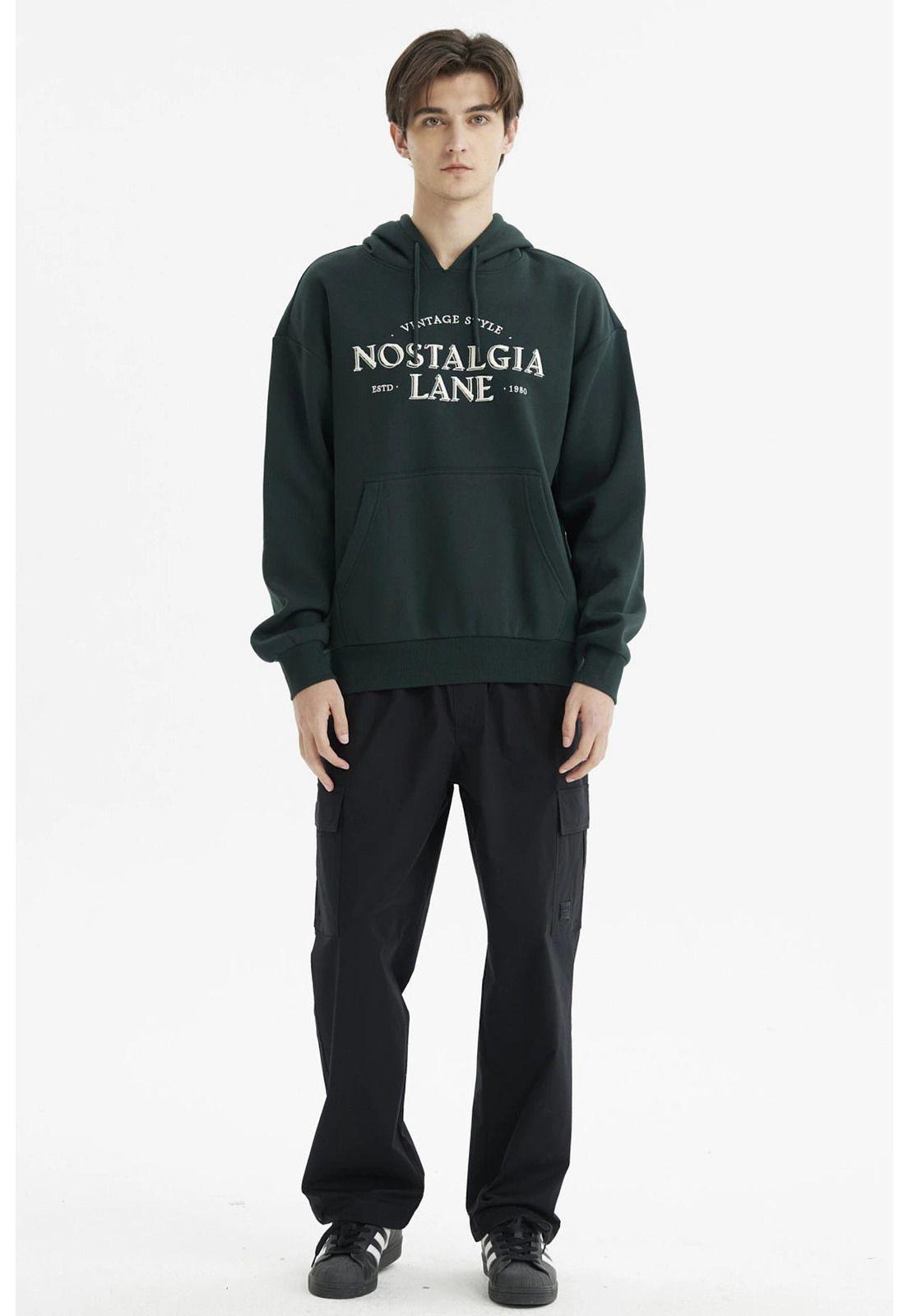 Polerón Hombre Hoodie Print Frontal Verde-3