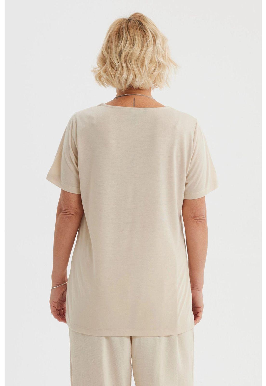 Polera Mujer Detalle Cuello Beige Claro-2