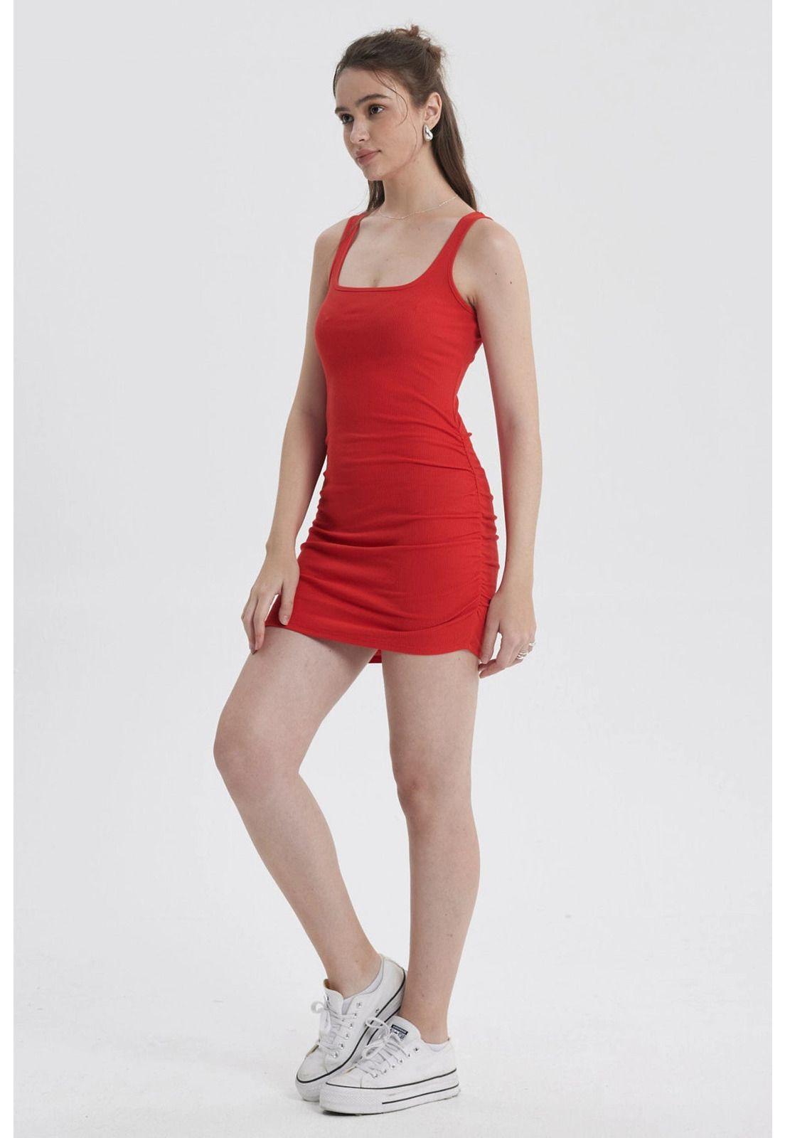 Vestido Mujer Tubo Rojo Oscuro-1