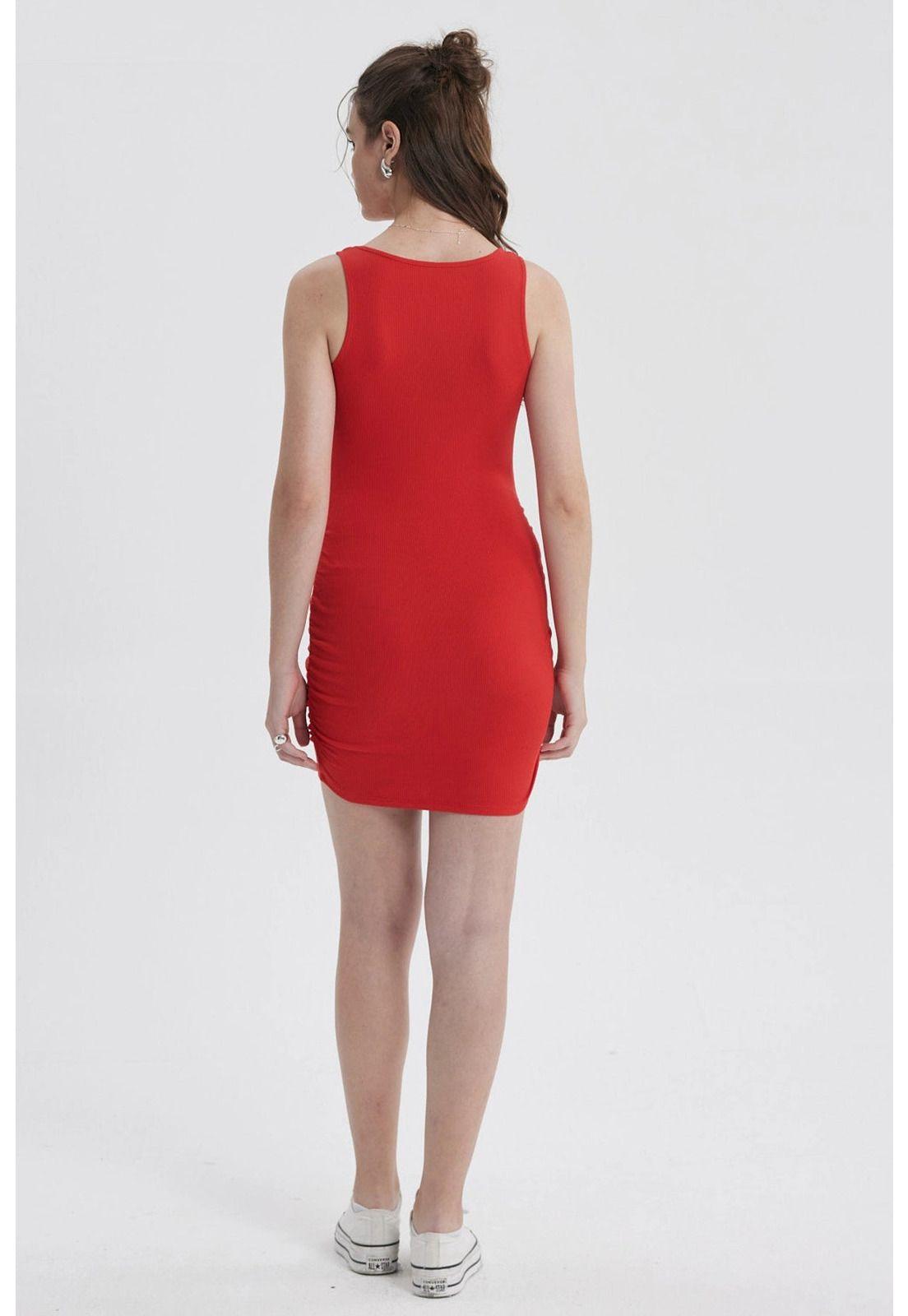 Vestido Mujer Tubo Rojo Oscuro-2