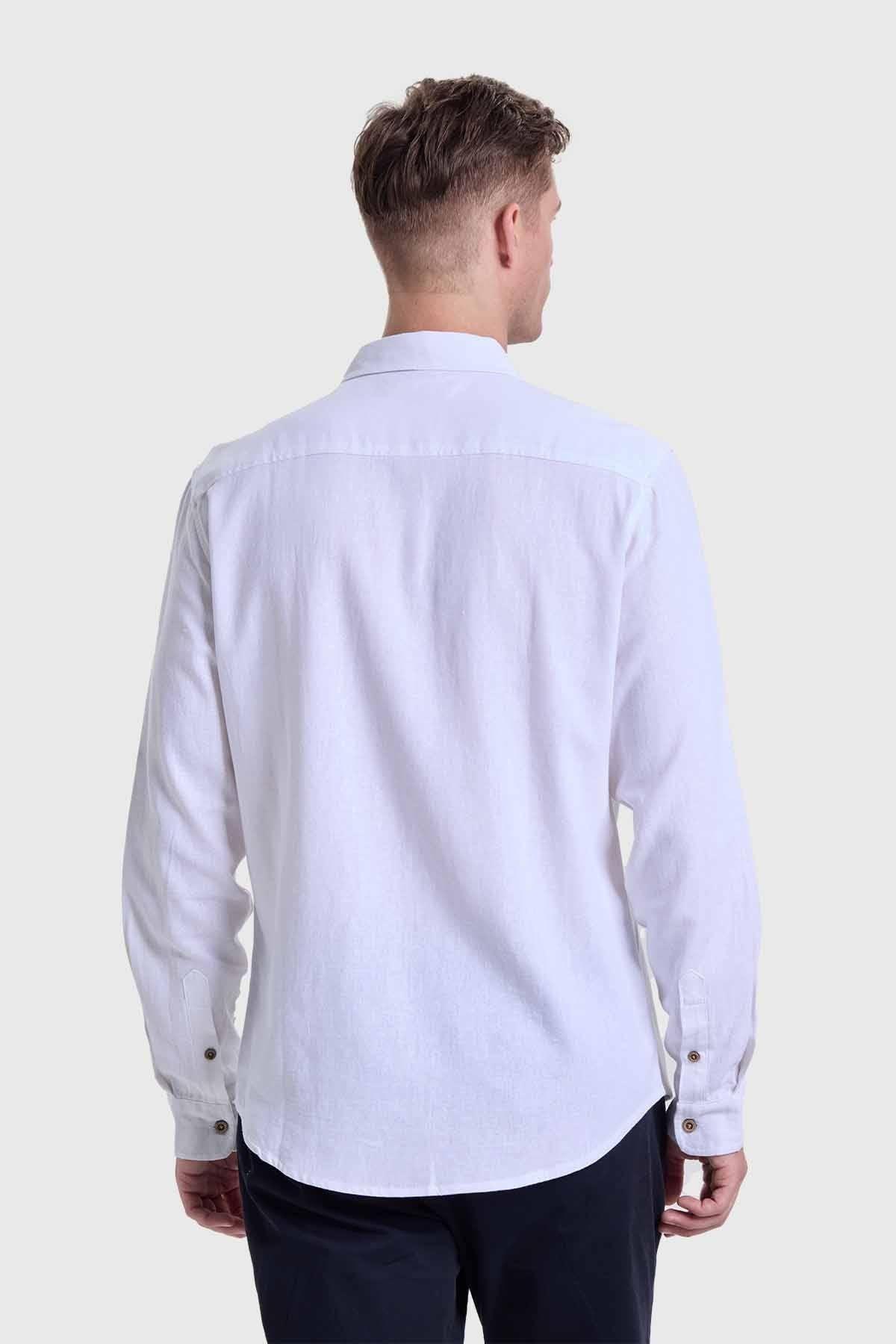 Camisa Hombre Lino Blanco-2