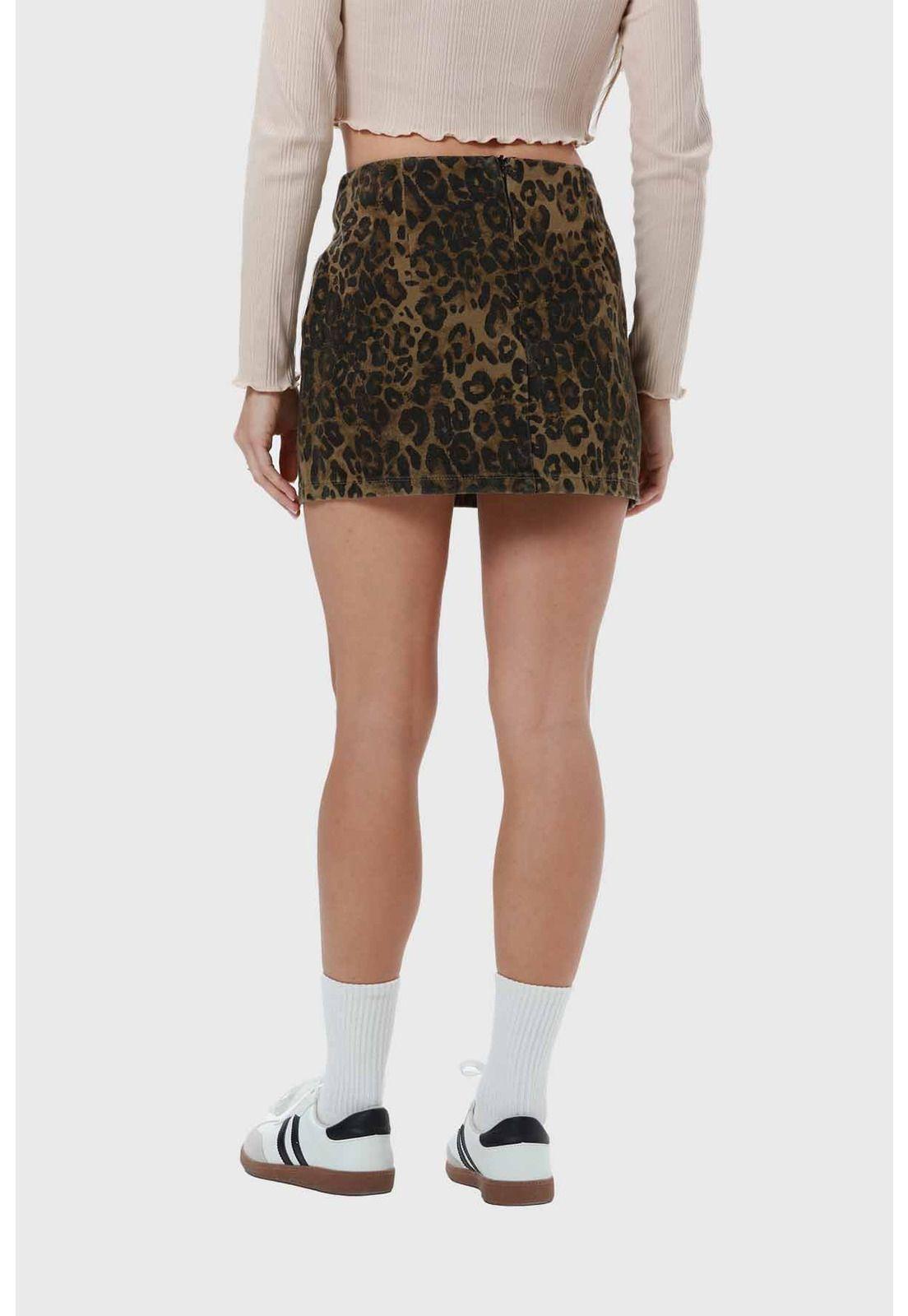 Falda Mujer Mini Leopardo Café-2