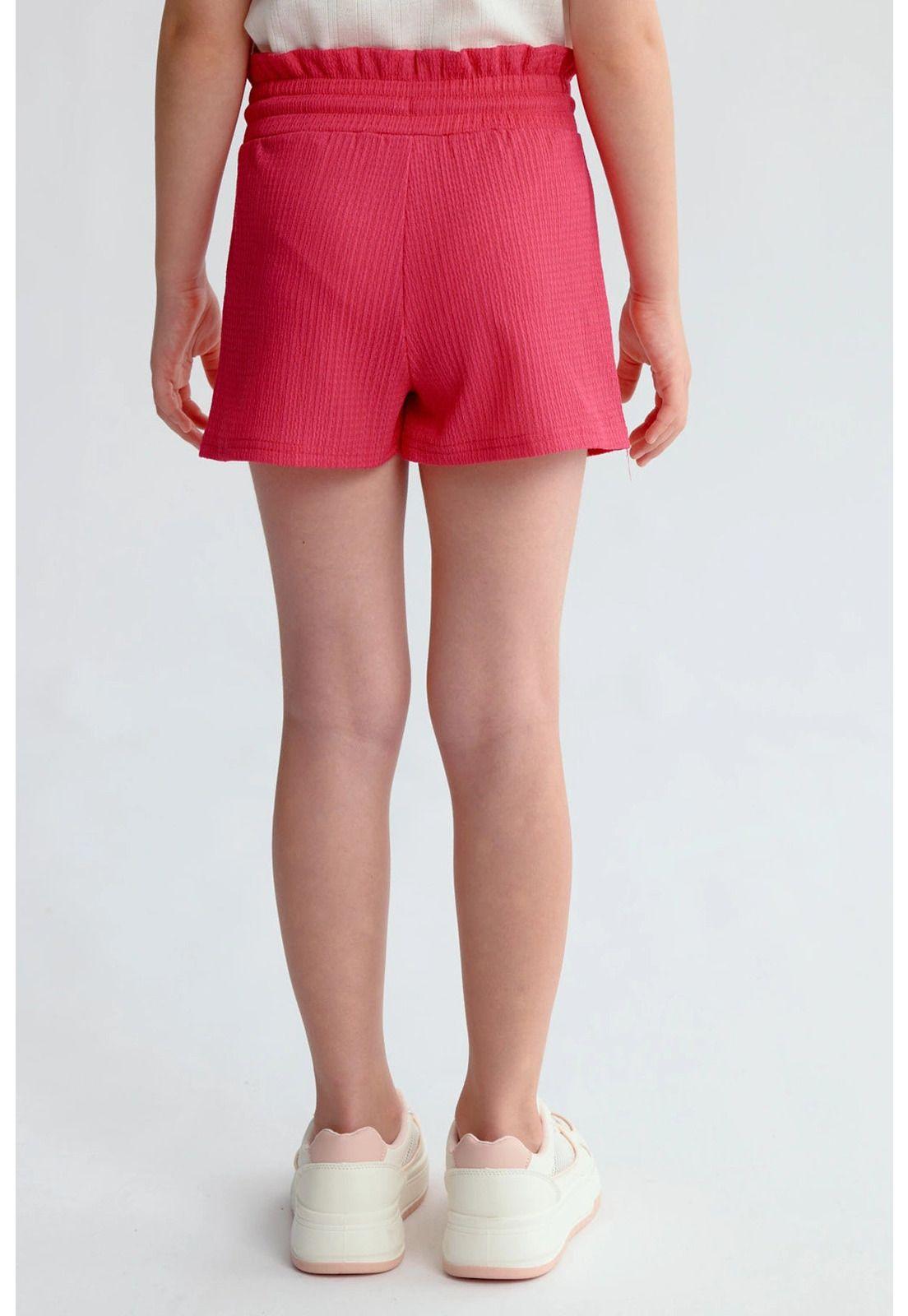 Short Niña Textura Elasticado Cintura Fucsia-2