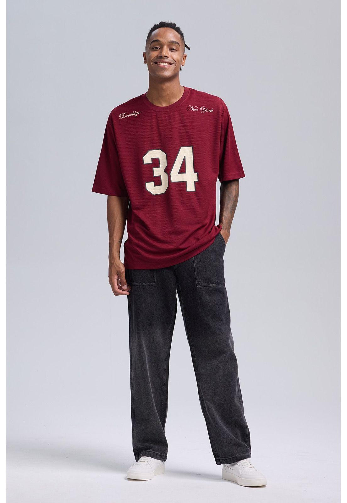 Polera Hombre Print Número Burdeo-3