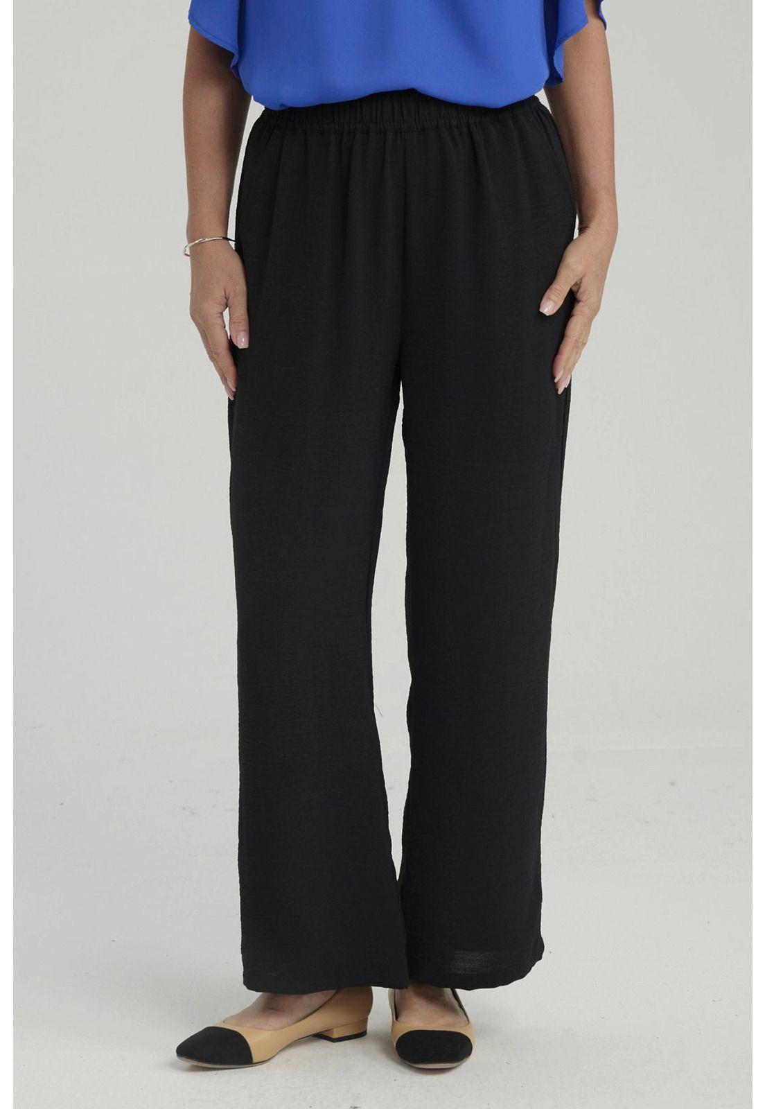 Pantalón Mujer Crep Pinzas Negro-0