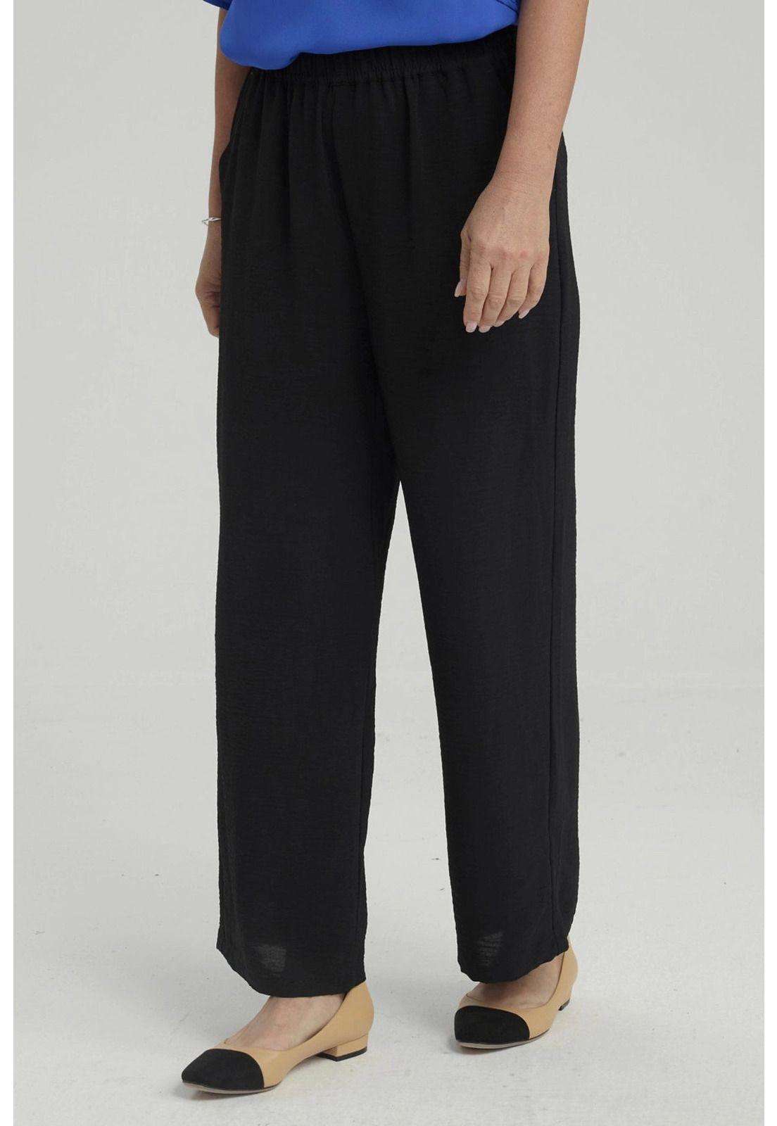 Pantalón Mujer Crep Pinzas Negro-1