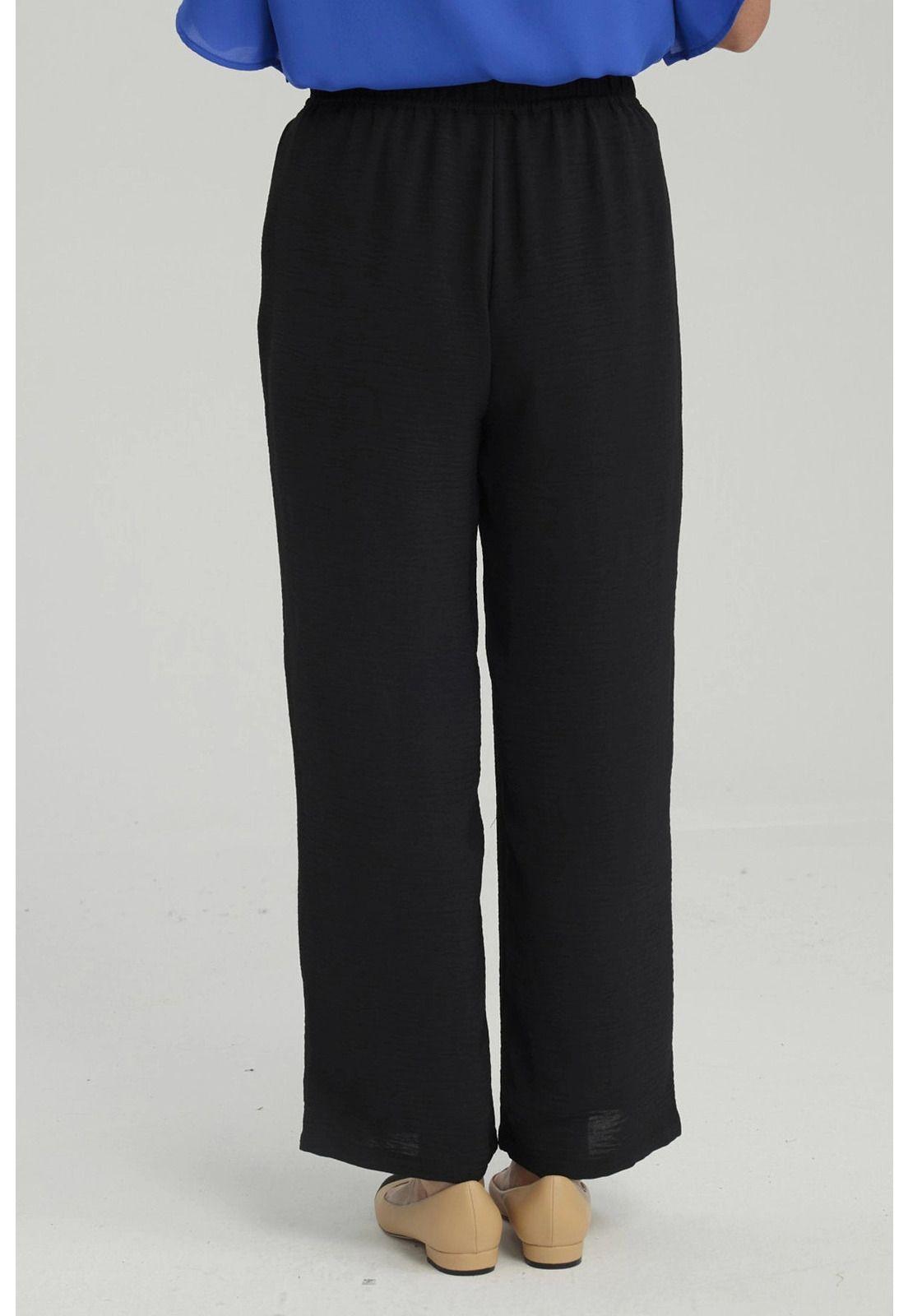 Pantalón Mujer Crep Pinzas Negro-2