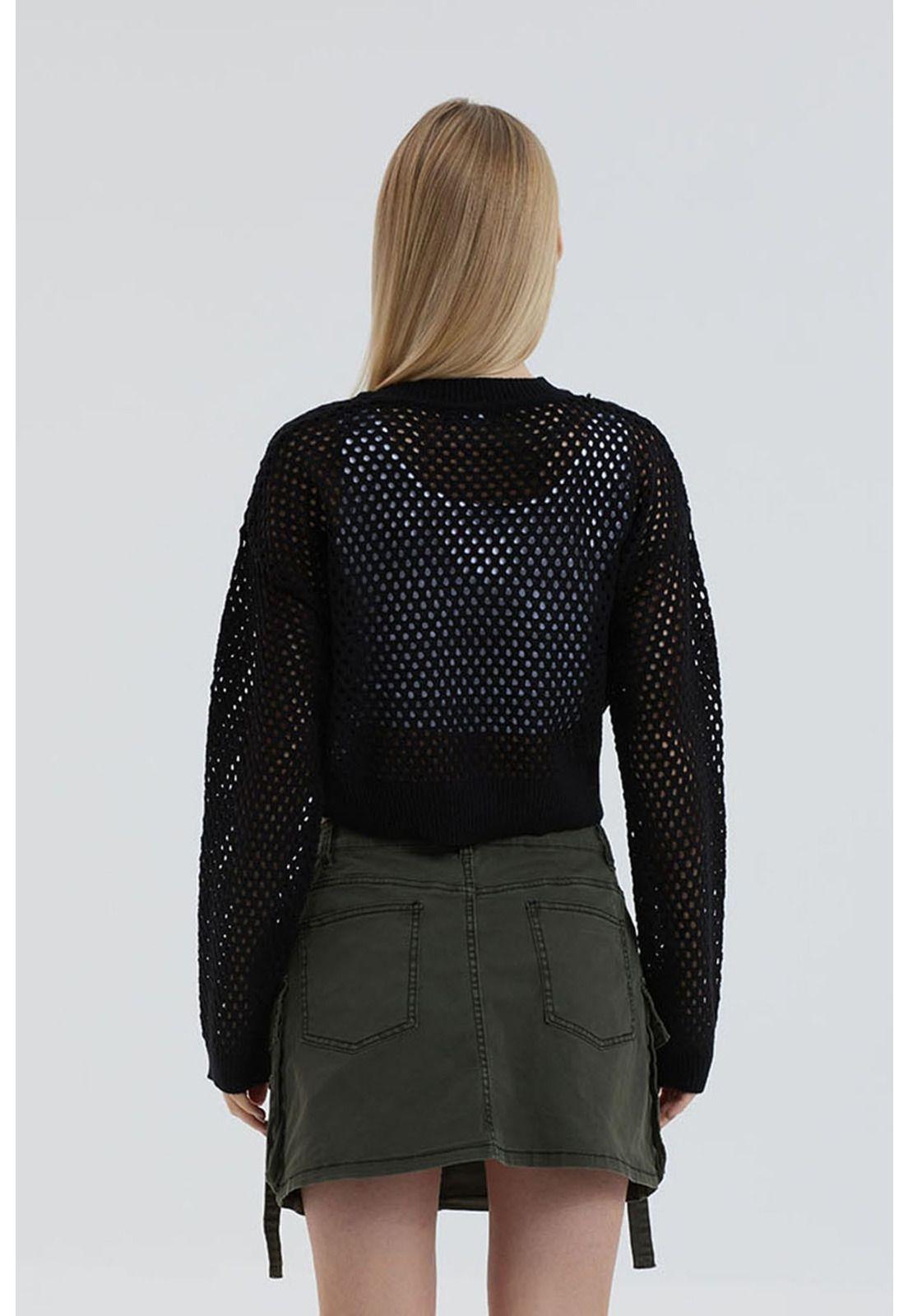 Sweater Mujer Calado Negro - ll-2