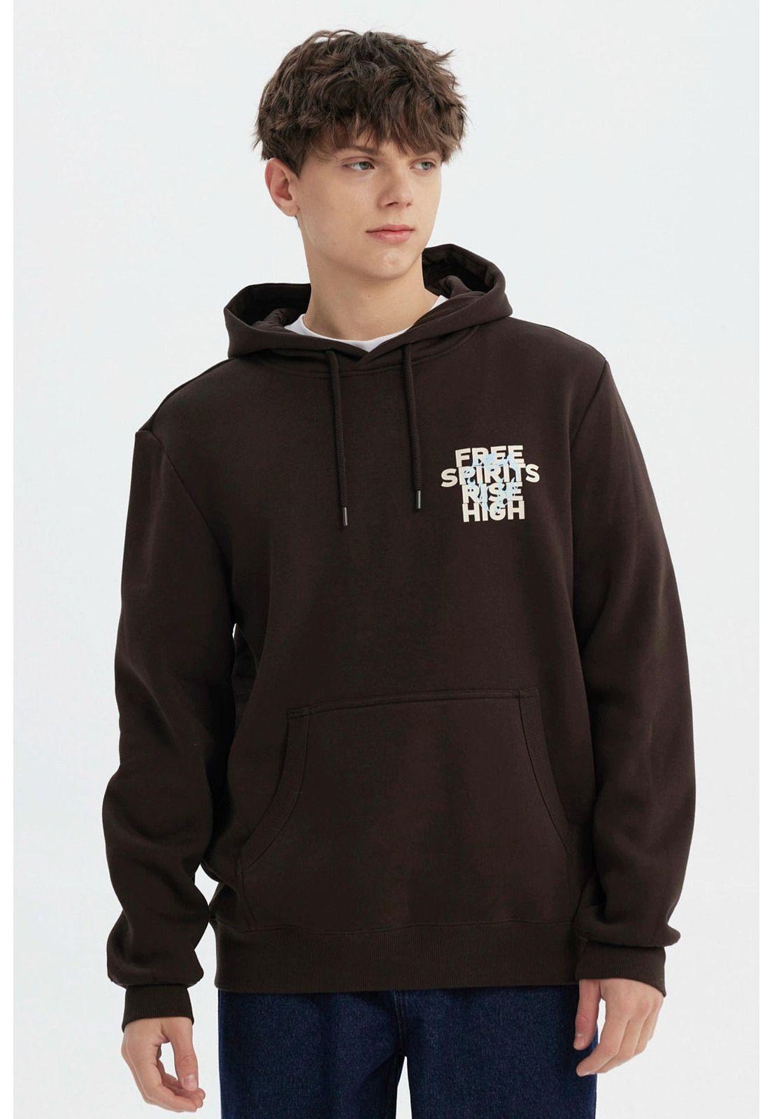 Polerón Hombre Slim Con Gorro Chocolate-0