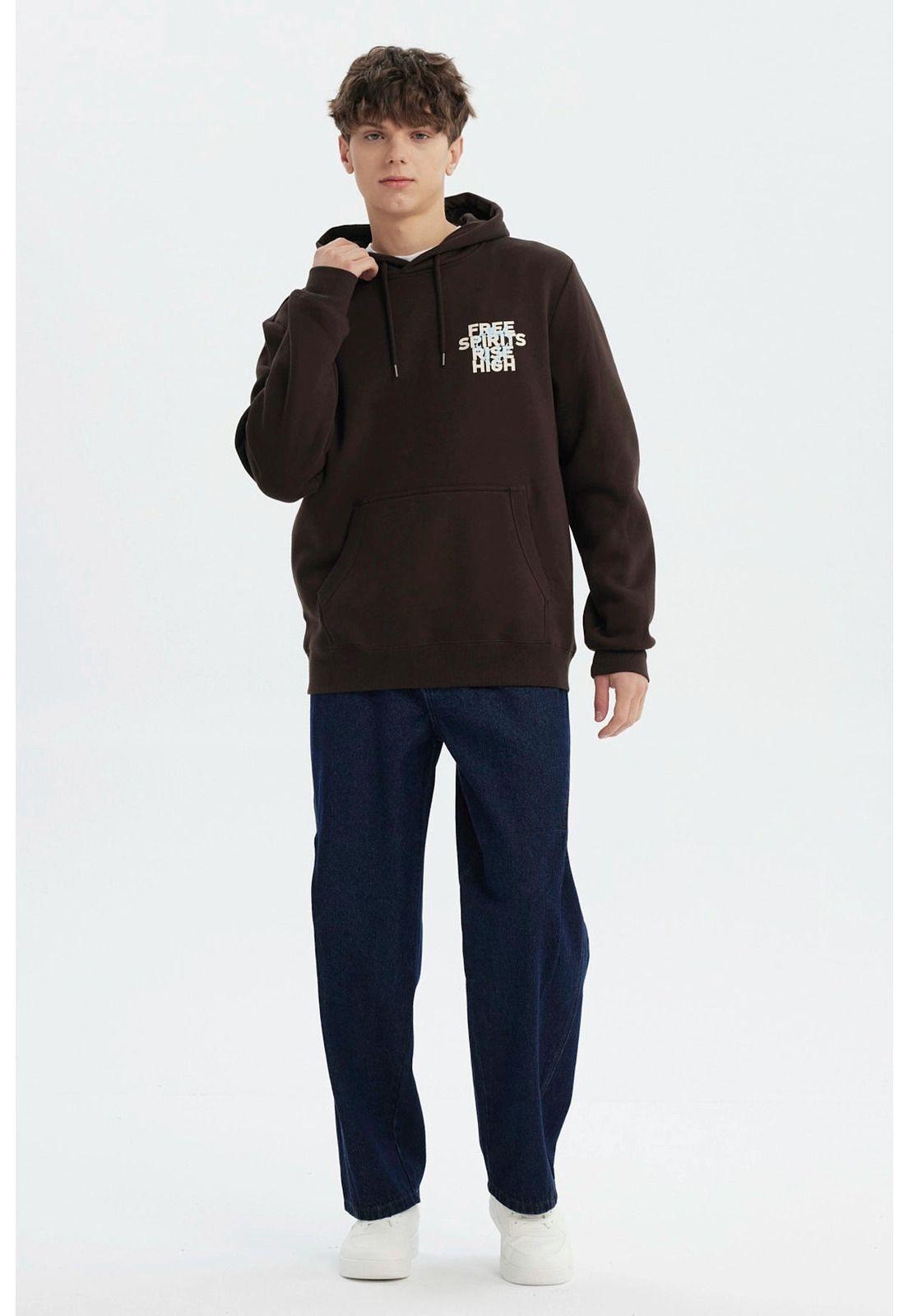 Polerón Hombre Slim Con Gorro Chocolate-2