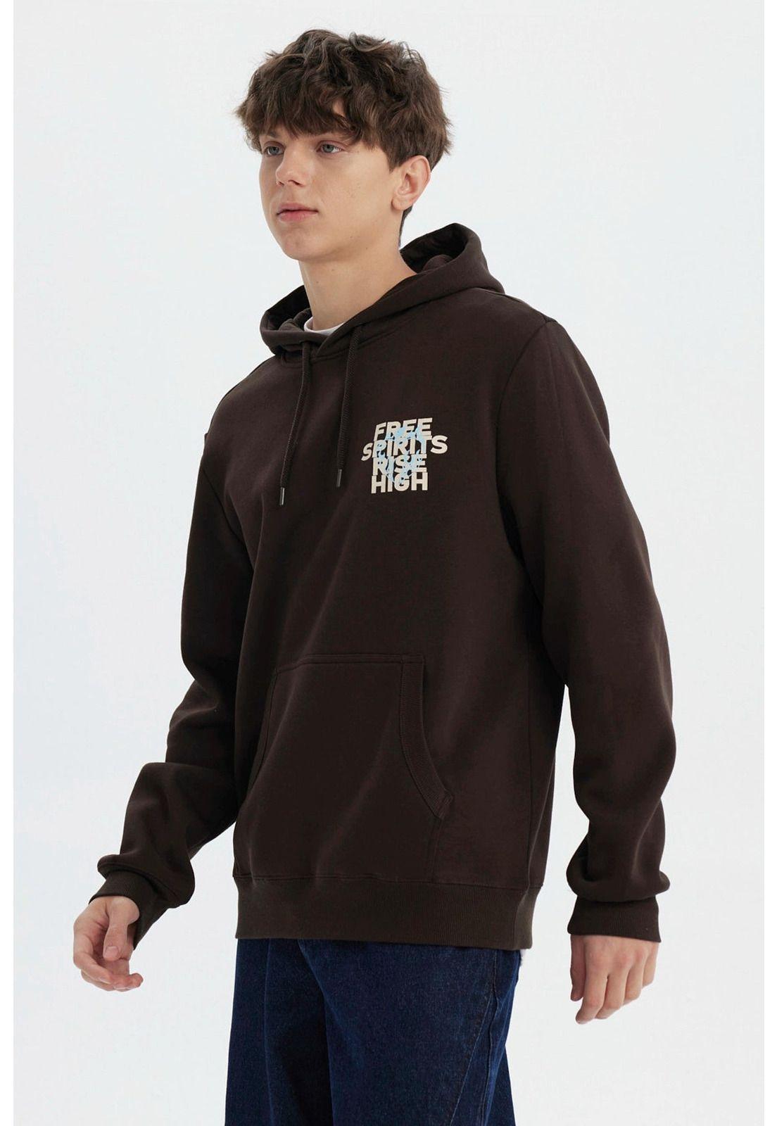 Polerón Hombre Slim Con Gorro Chocolate-3