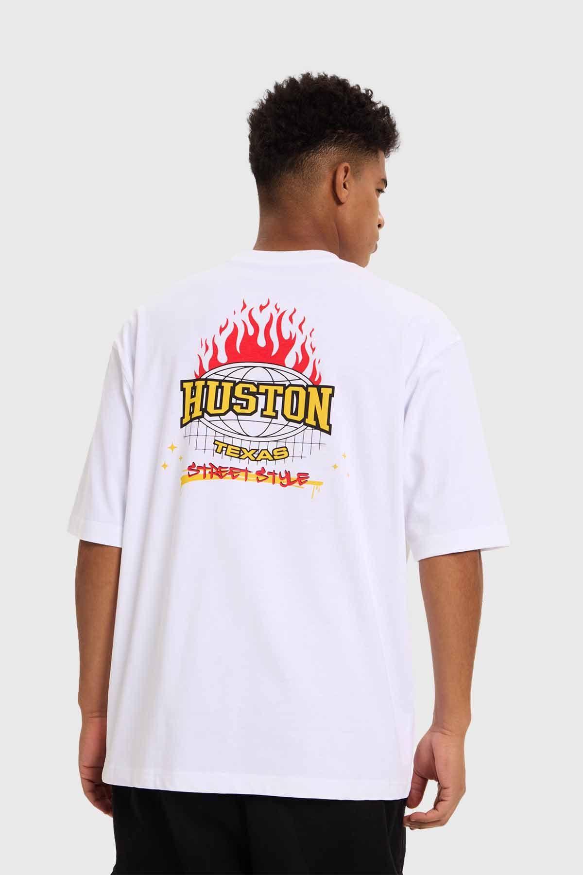 Polera Hombre Print Flamas Blanco-2