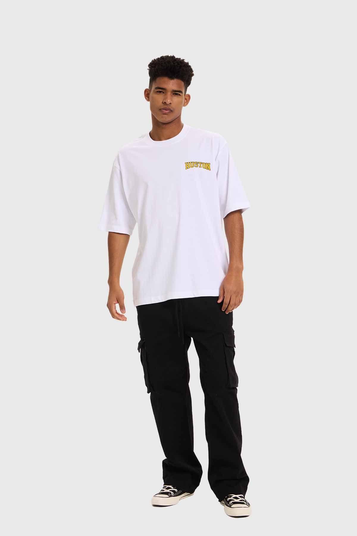 Polera Hombre Print Flamas Blanco-3