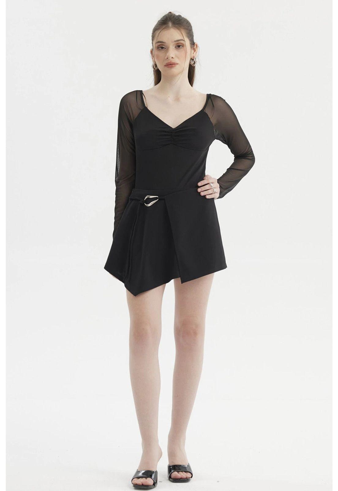 Short Mujer Falda Short Negro-3