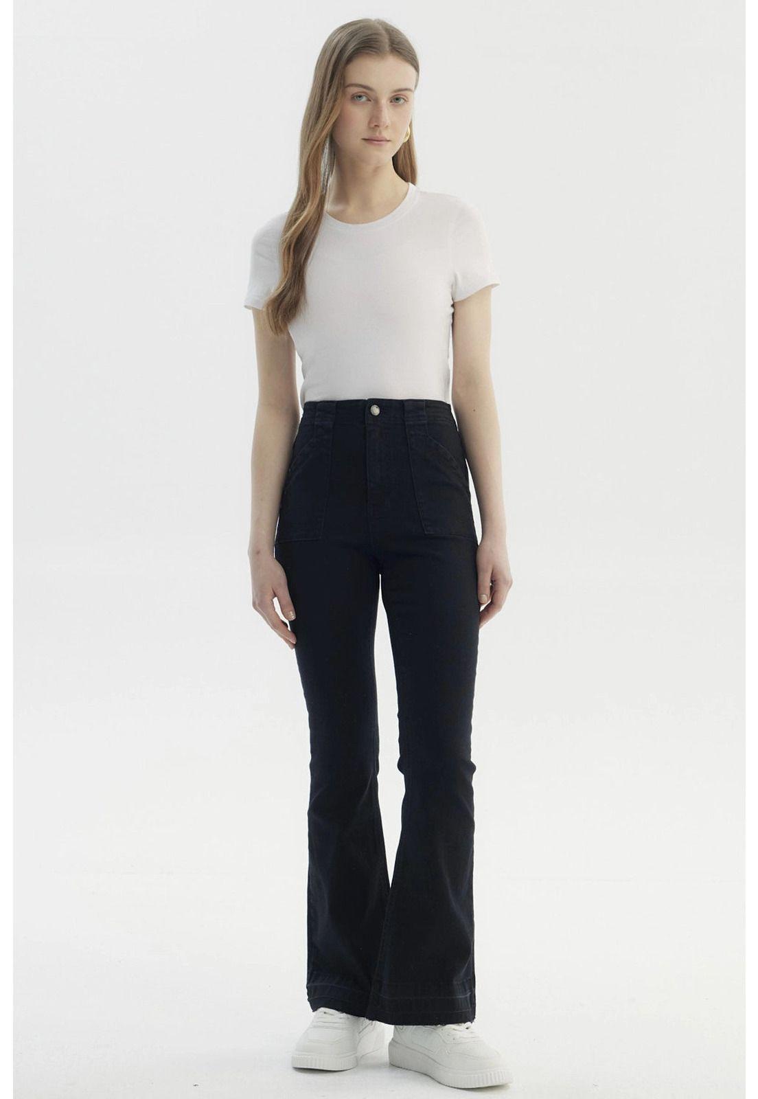 Jeans Mujer Moda Flare Negro - Vll-3