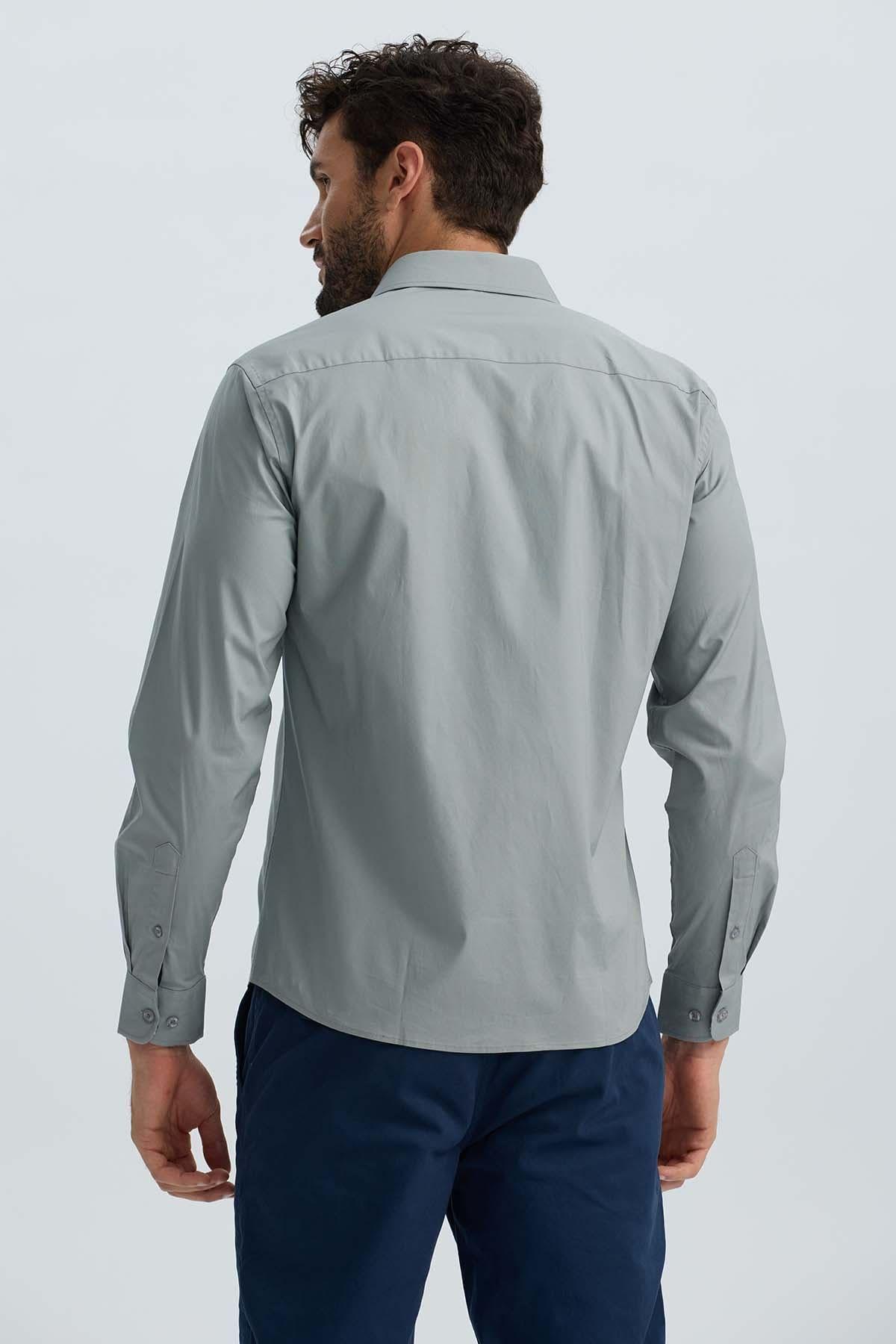 Camisa Hombre Lisa Gris-2