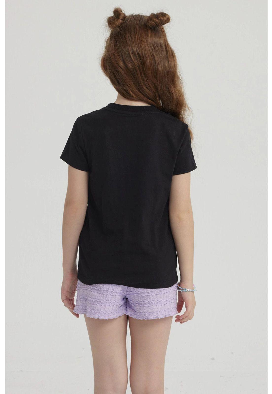 Polera Niña Básica Estampada Negro - V-2