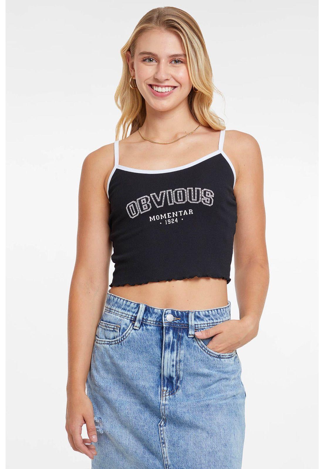 Polera Mujer Top Pabilo Negro-0