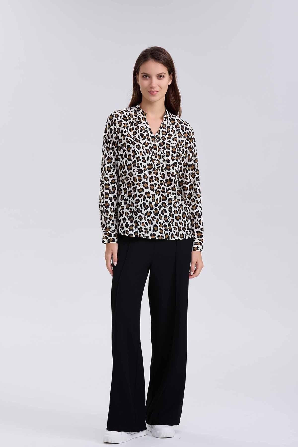 Blusa Mujer Crep Con Botón Beige-3