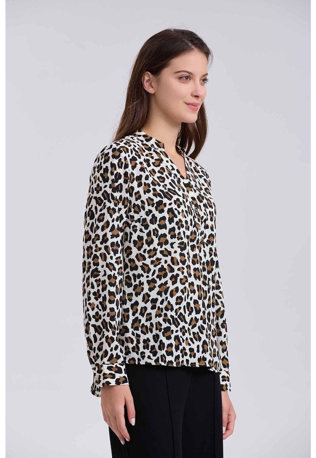 Blusa Mujer Crep Con Botón Beige-1