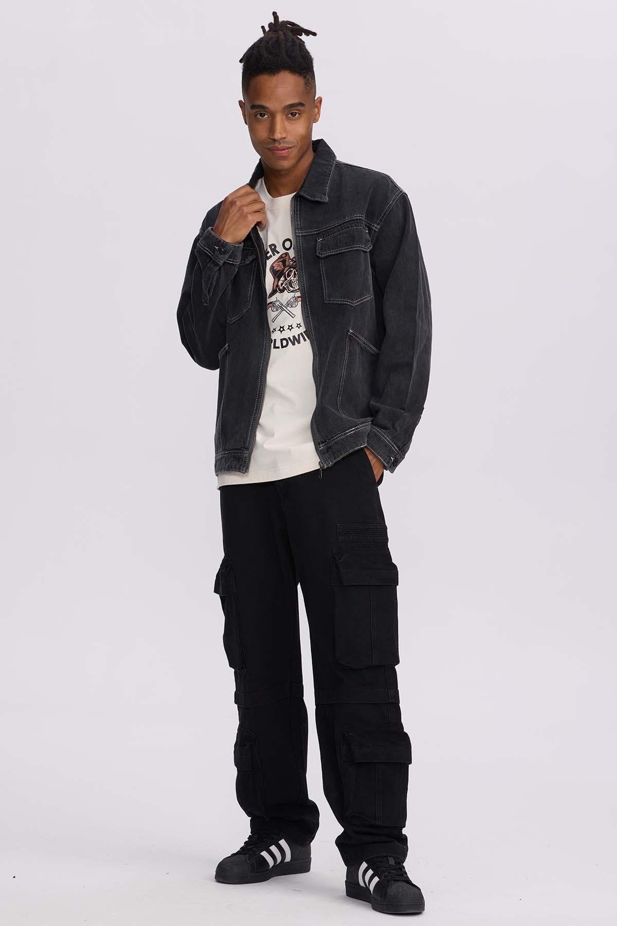 Chaqueta Hombre Doble Bolsillo Gris-3
