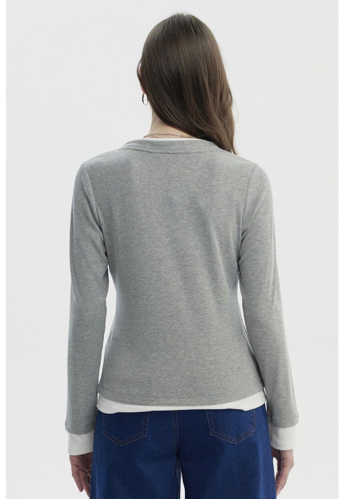 Polera Mujer Slim Gris Melange - ll-2