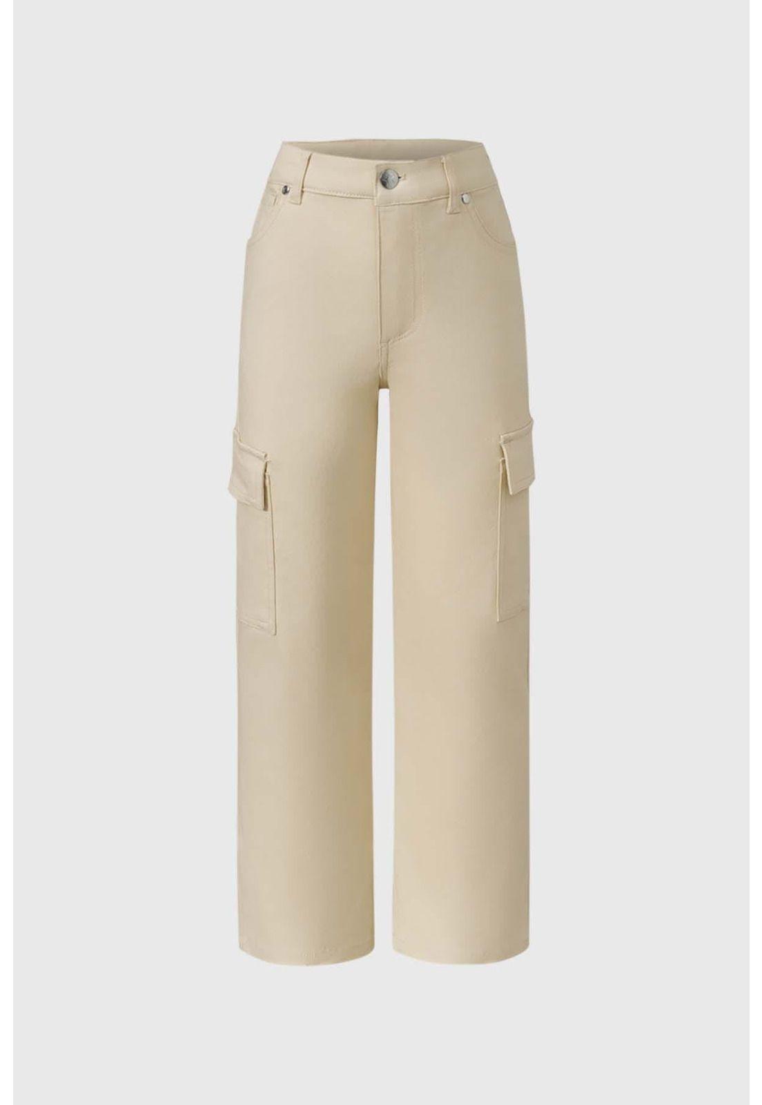 Pantalón Niña Cargo Tiras Beige-0